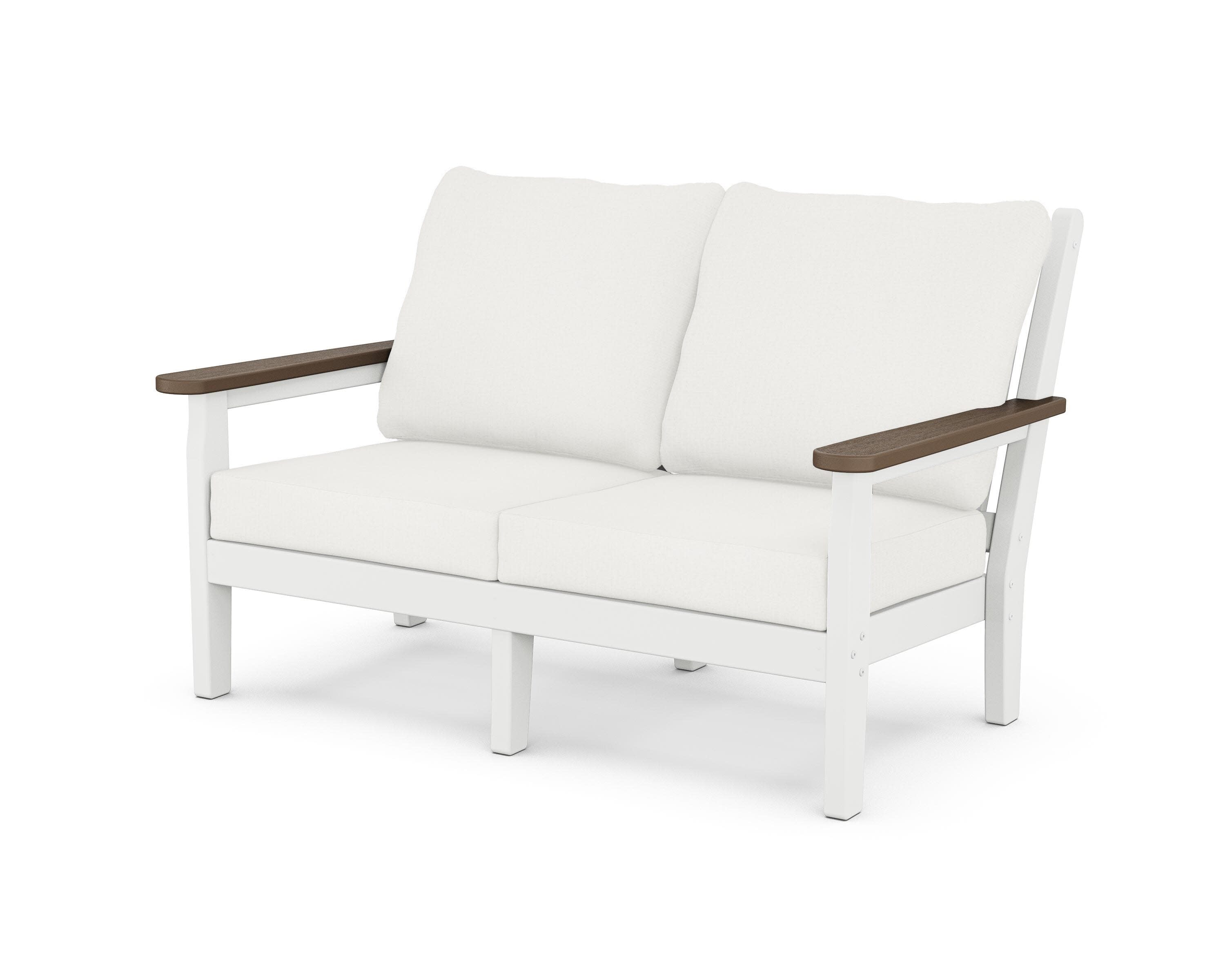 Chippendale Deep Seating Loveseat in White / Kona / Natural Linen