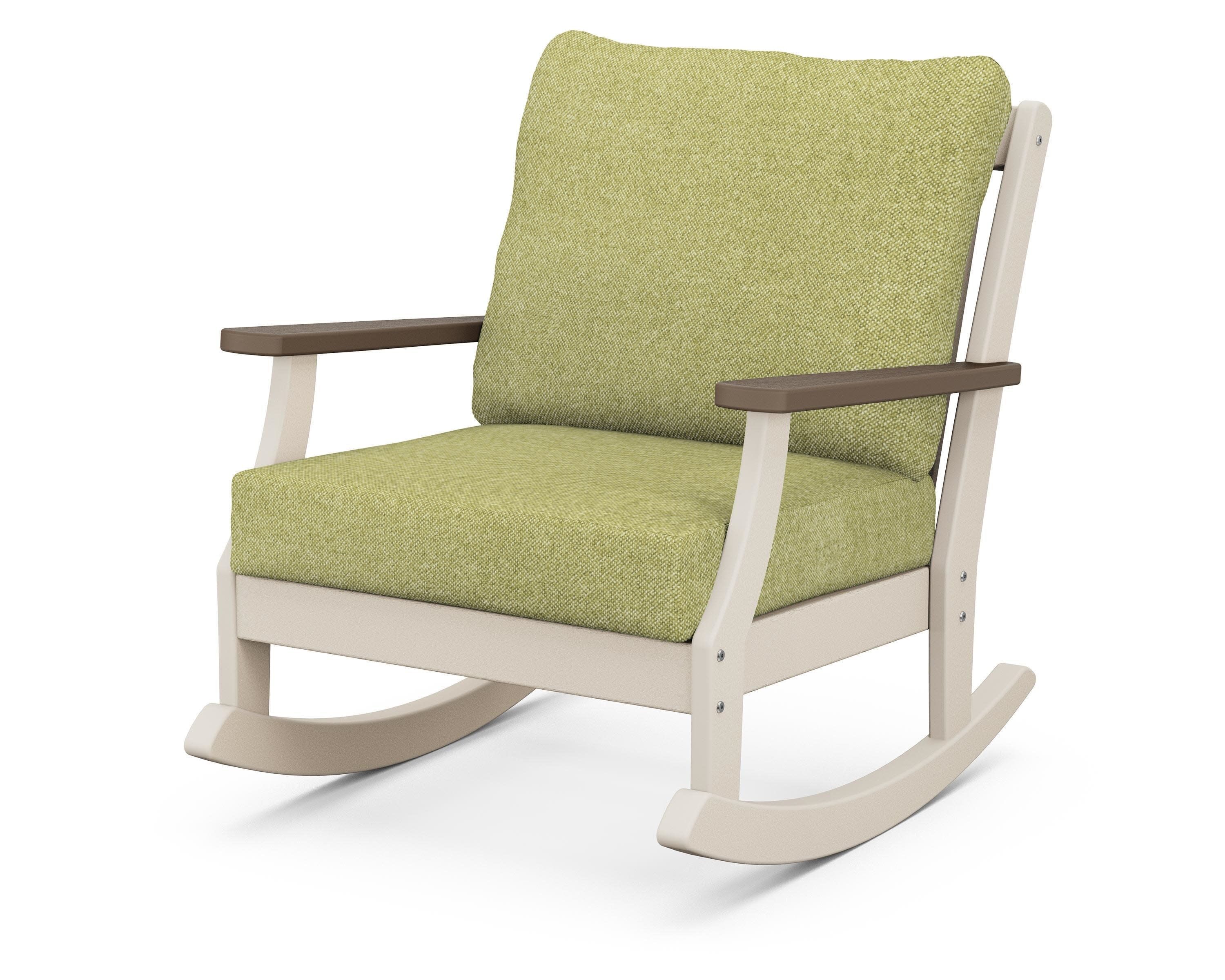 Braxton Deep Seating Rocking Chair in Sand / Kona / Chartreuse Boucle
