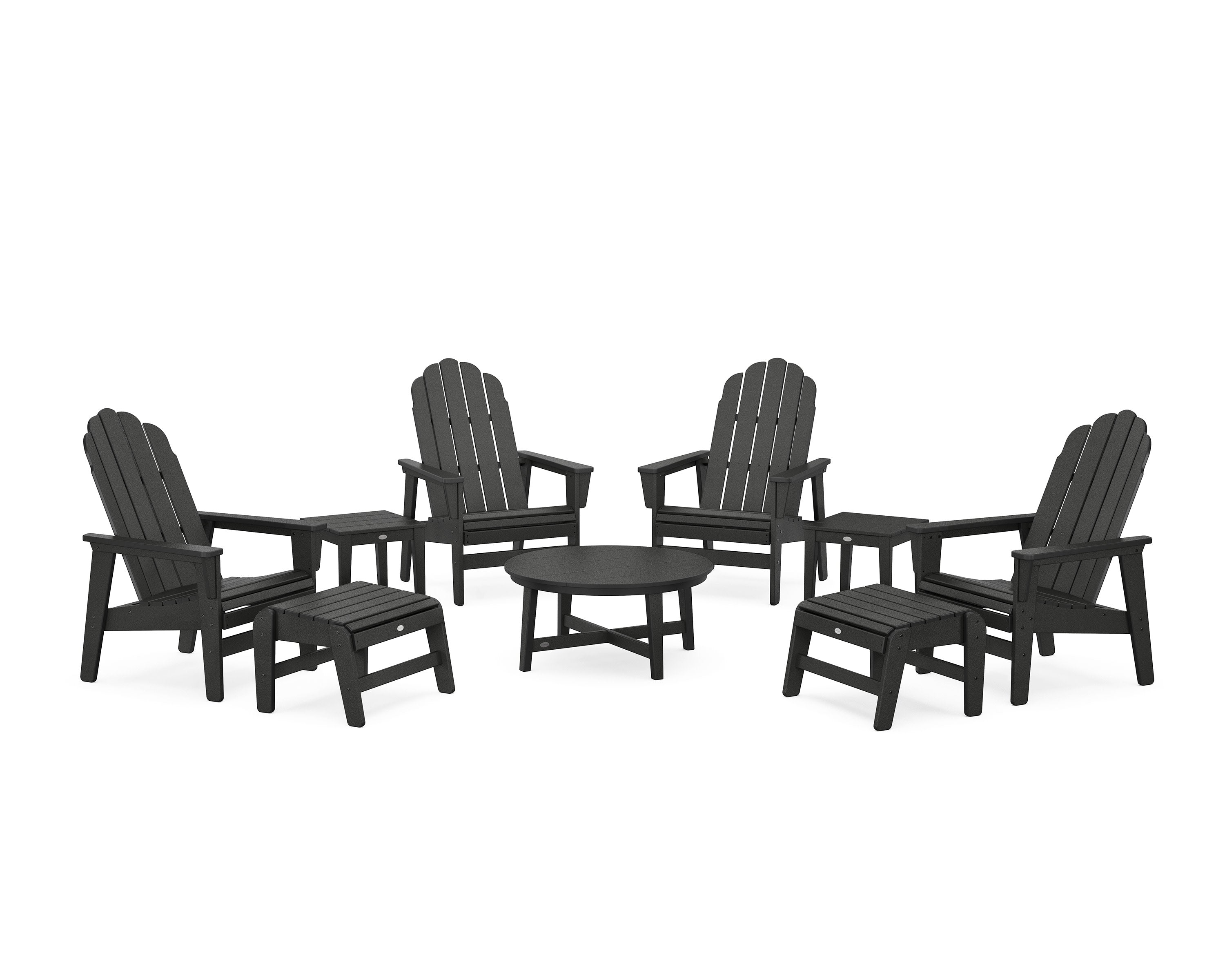 Vineyard Grand Upright Adirondack 9-Piece Conversation Set in Black