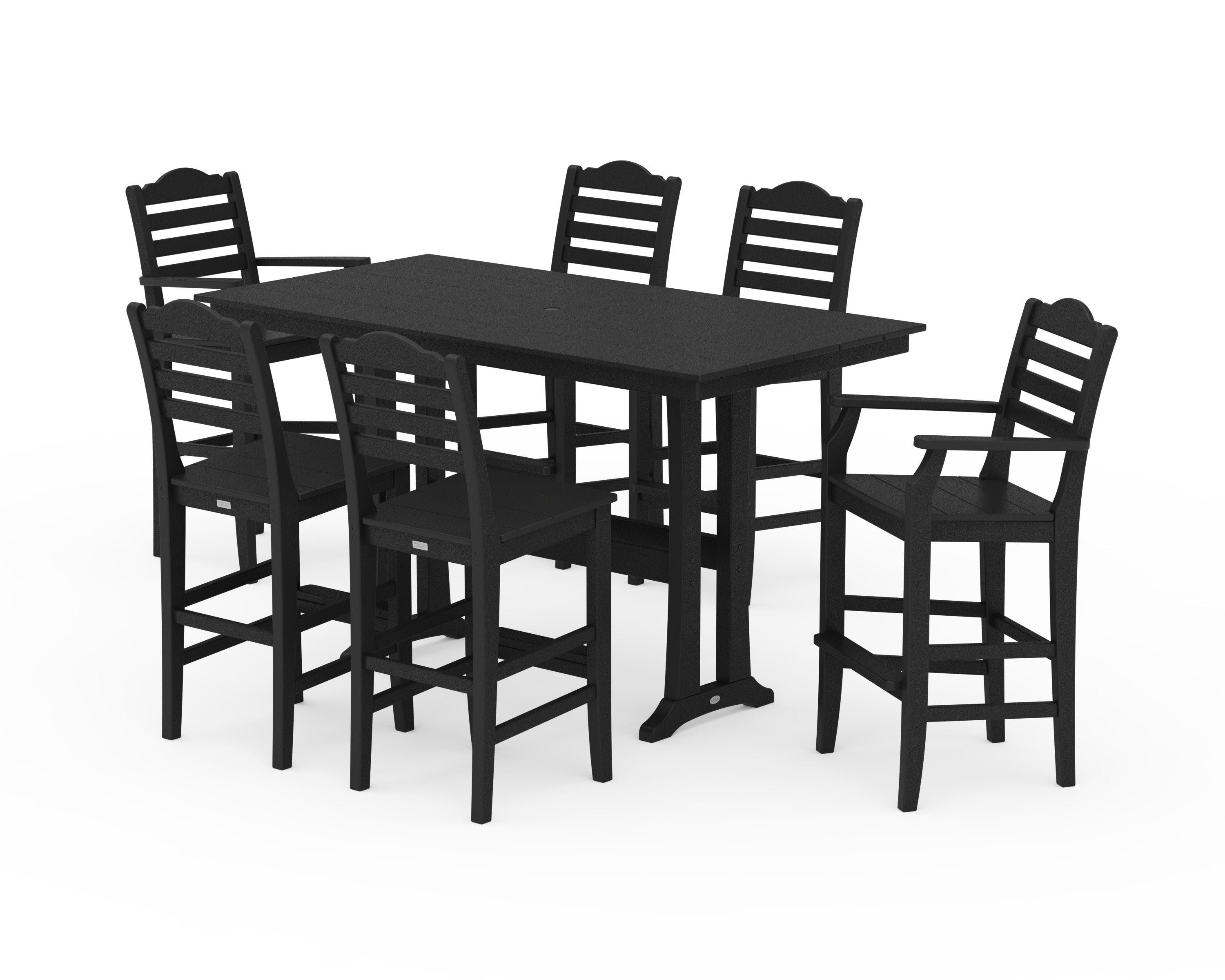 Savannah 7-Piece Farmhouse Bar Set with Trestle Legs in Black