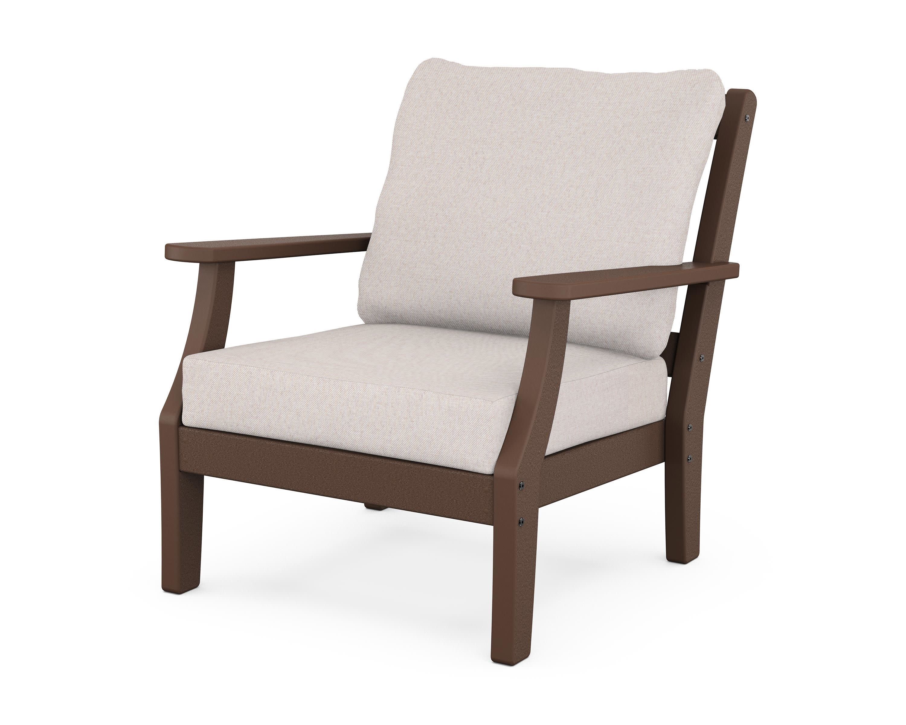 Chinoiserie Deep Seating Chair in Mahogany / Dune Burlap