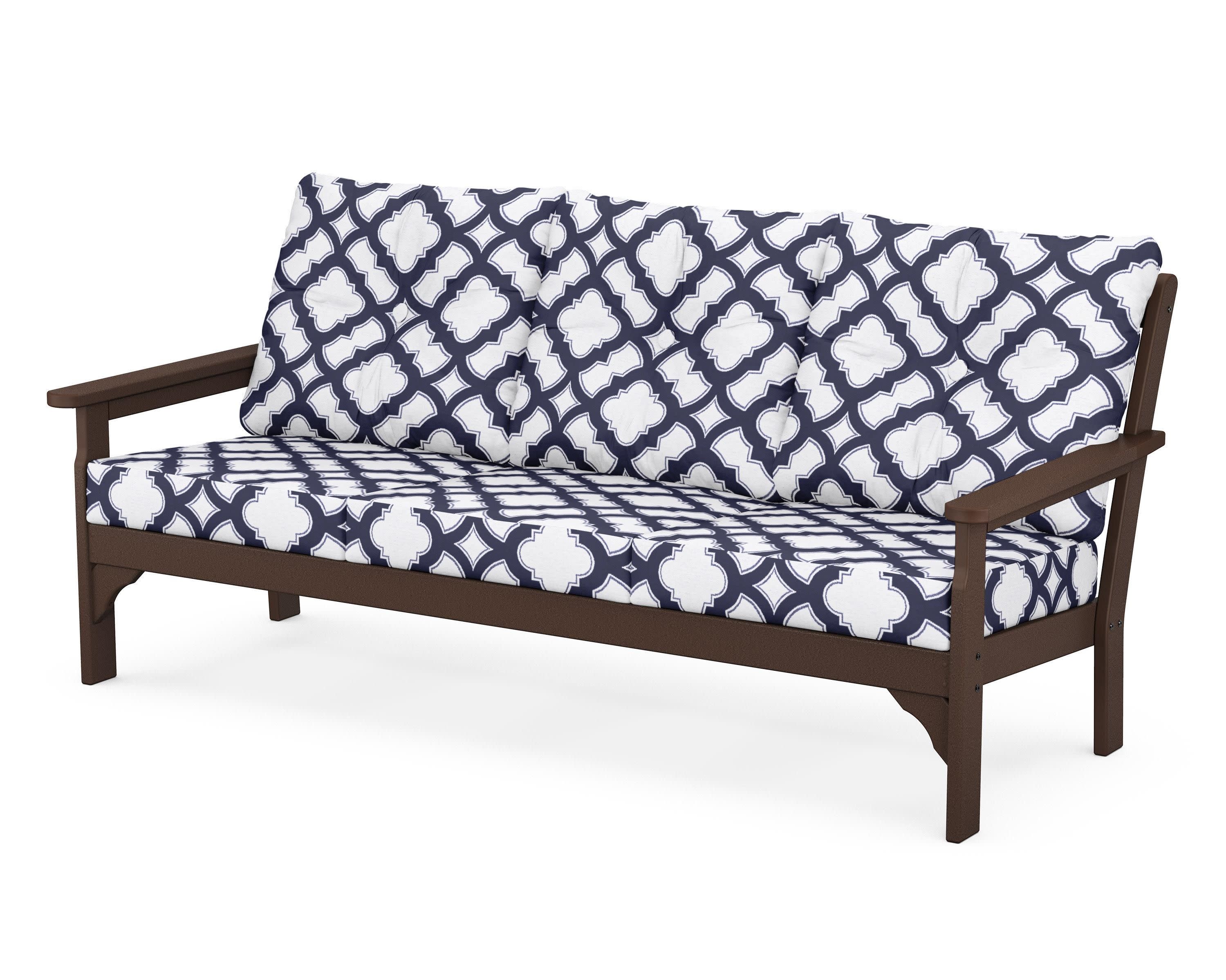 Vineyard Deep Seating Sofa in Mahogany / Trellis Navy