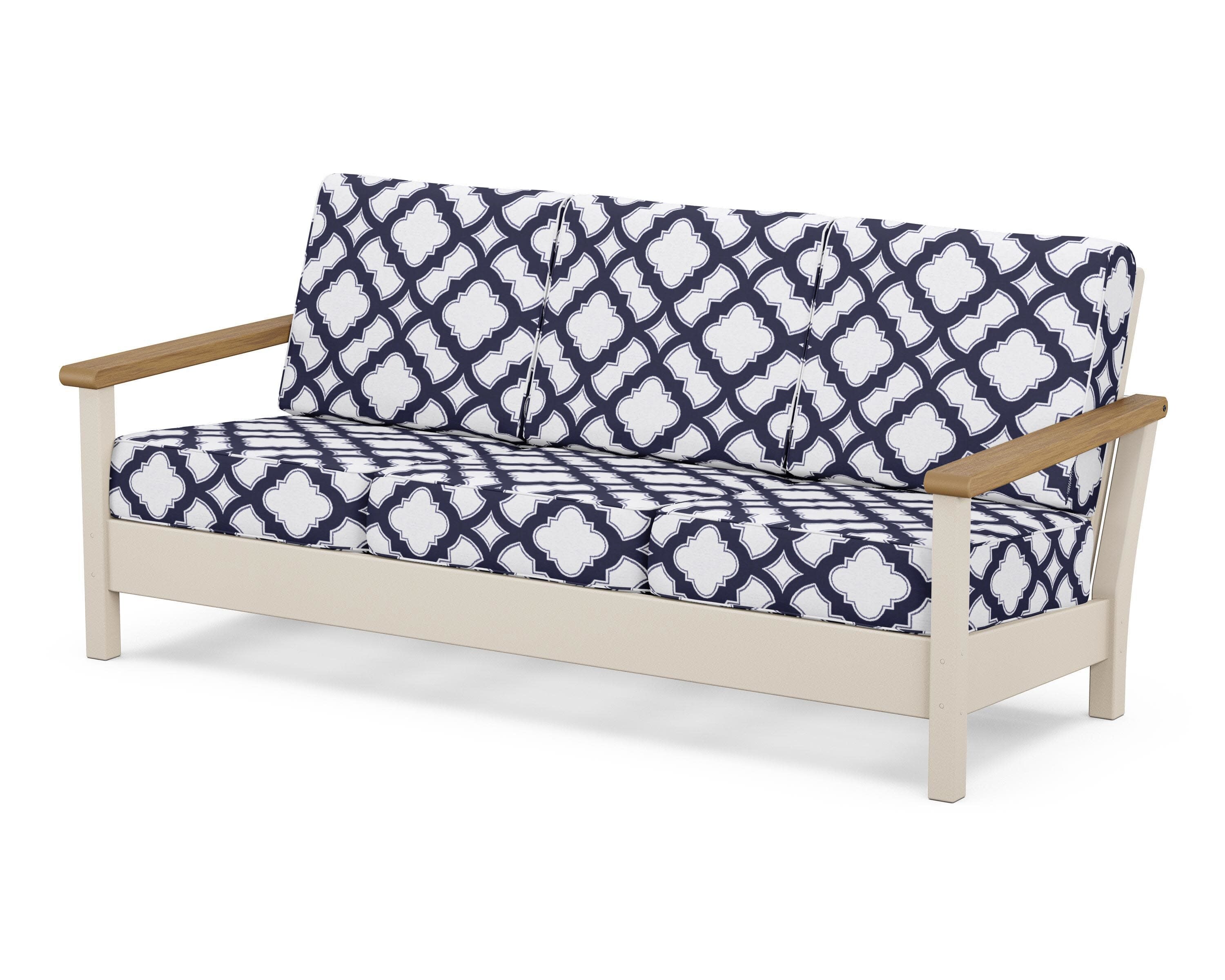 Harbour Deep Seating Sofa in Sand / Natural / Trellis Navy
