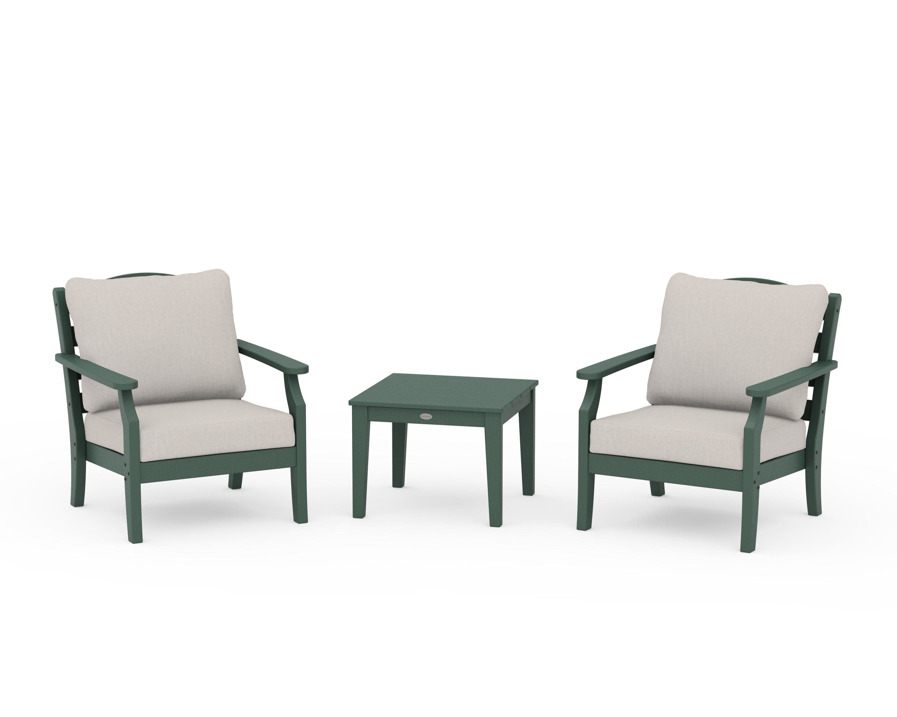 Savannah 3-Piece Deep Seating Set in Green / Cast Ash