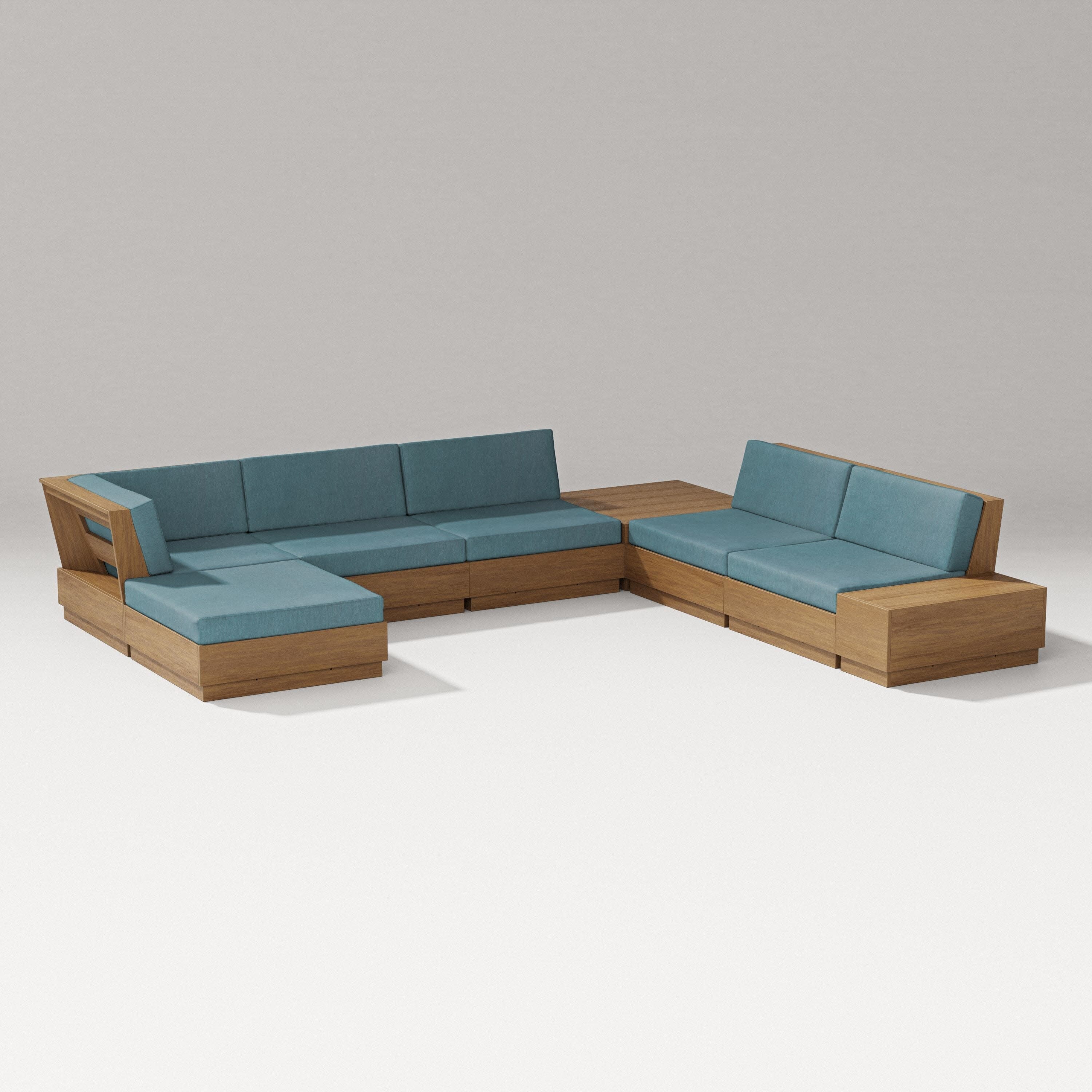 Elevate 8-Piece Corner Sectional in Natural / Ocean Teal