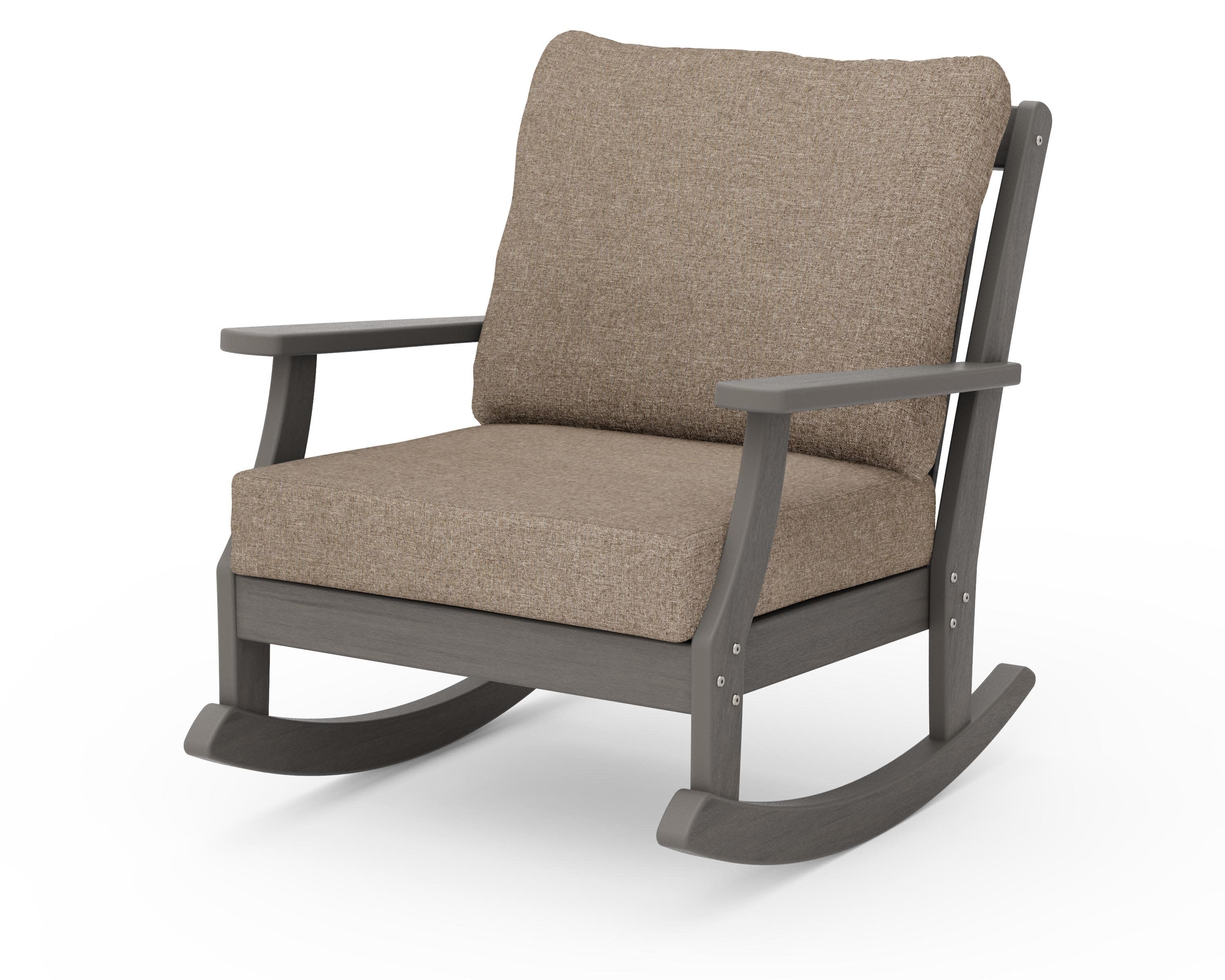 Braxton Deep Seating Rocking Chair in Driftwood / Spiced Burlap