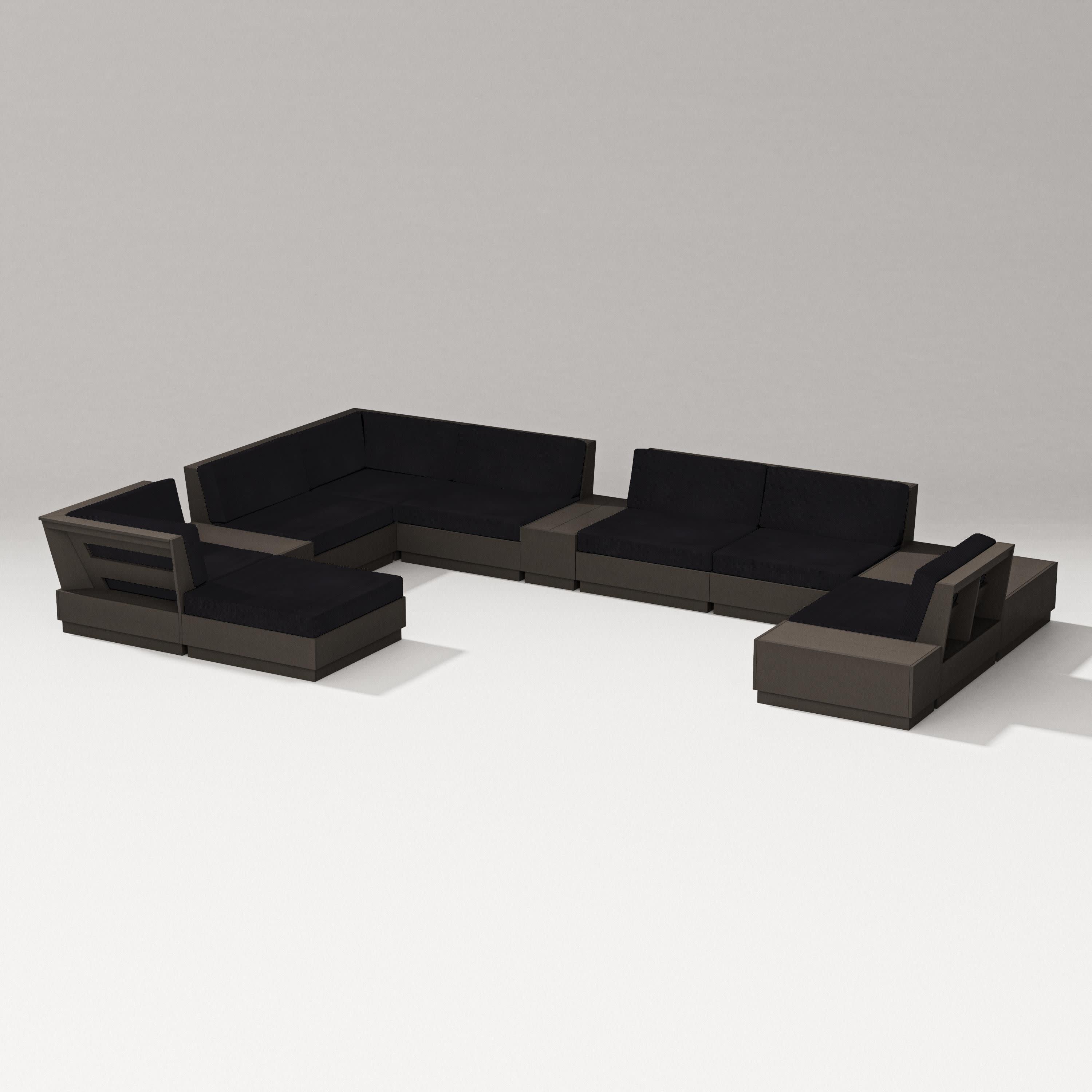 Elevate 12-Piece Conversation Sectional Set in Vintage Coffee / Midnight Linen