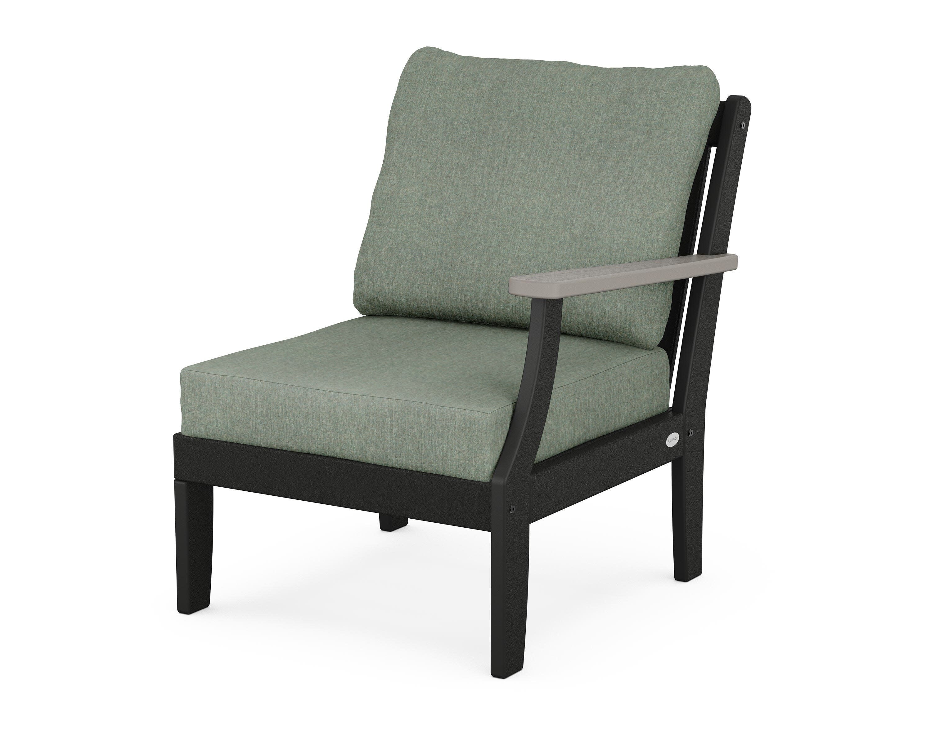 Braxton Modular Right Arm Chair in Black / Driftwood / Cast Sage