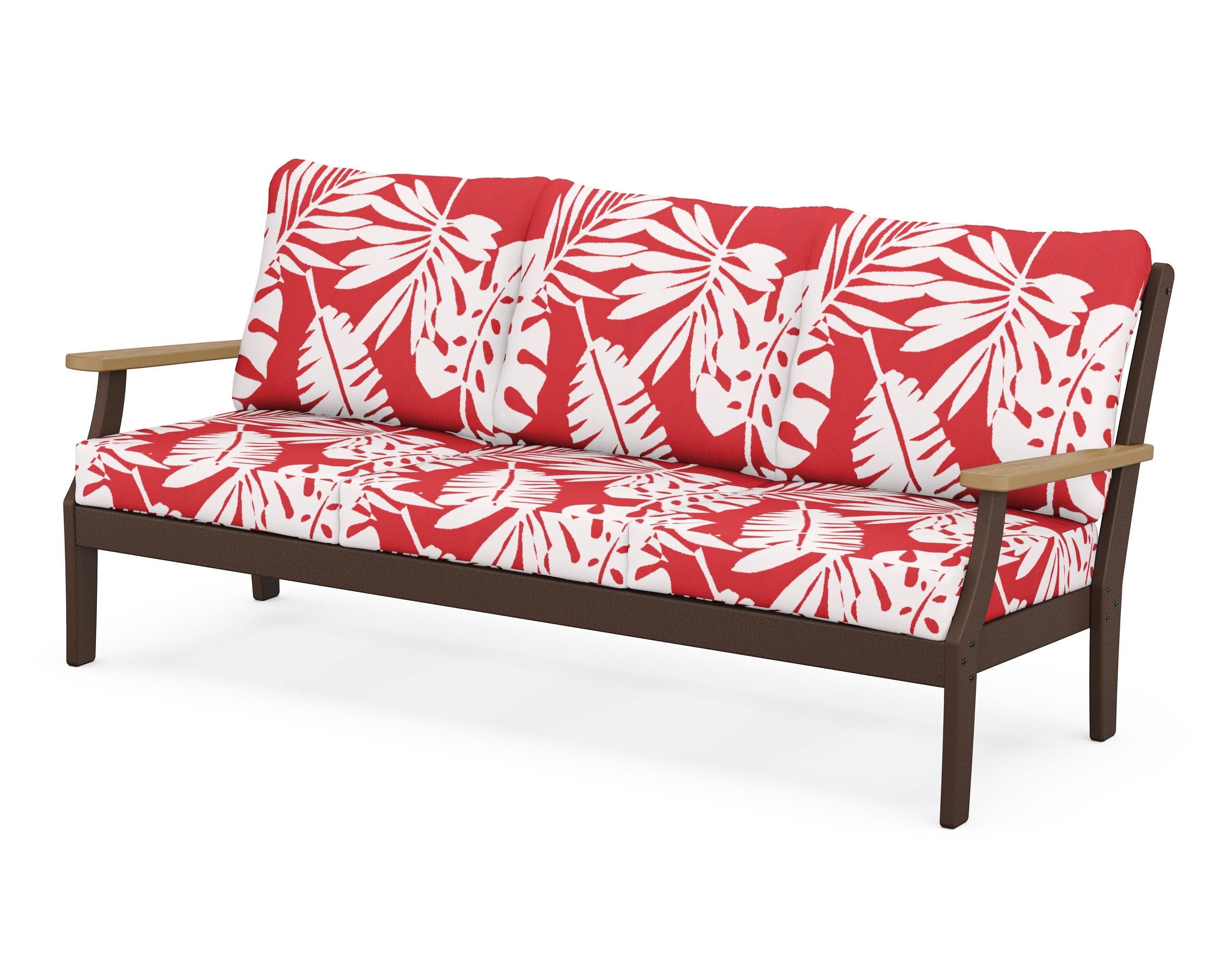 Braxton Deep Seating Sofa in Mahogany / Natural / Leaf Crimson
