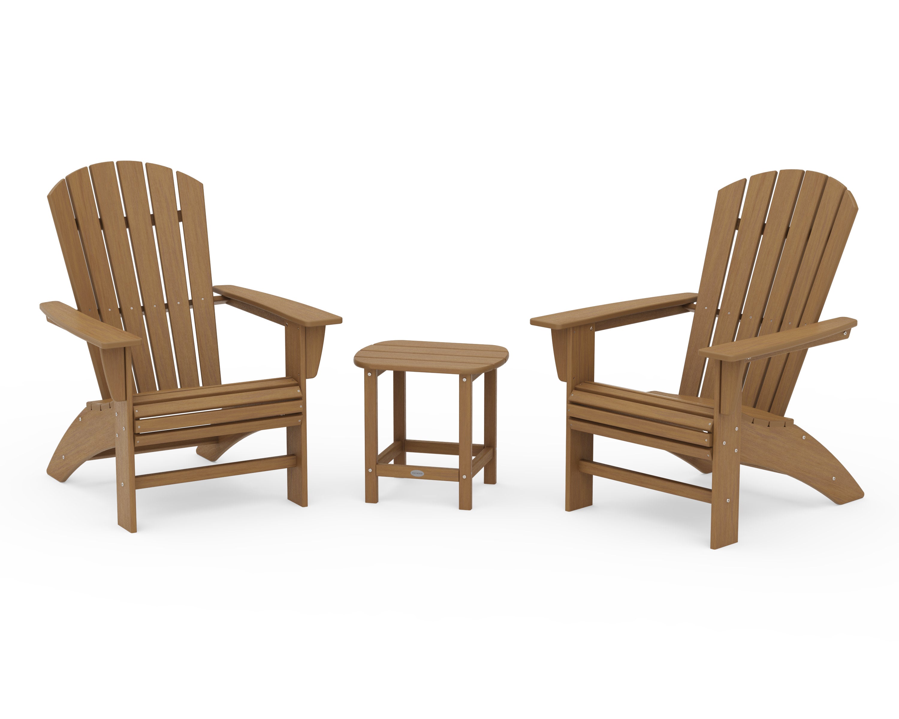 Nautical 3-Piece Curveback Adirondack Set in Natural