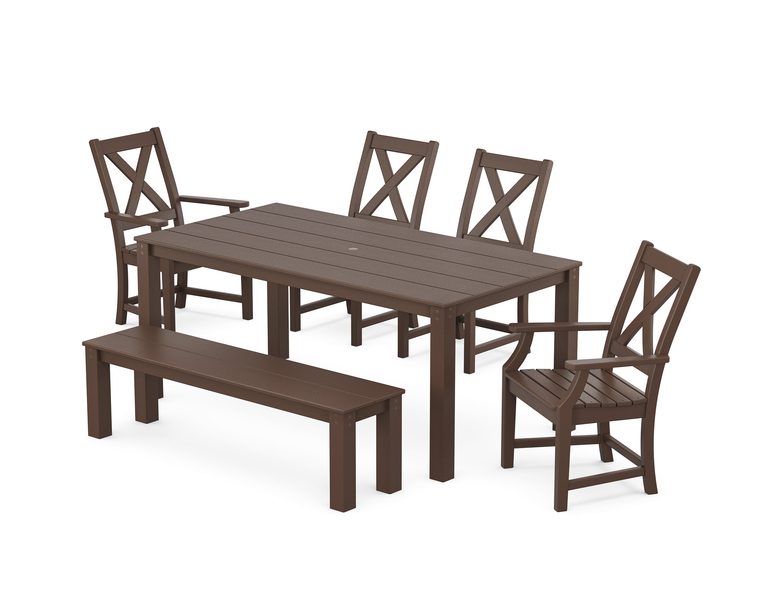 Braxton 6-Piece Parsons Dining Set with Bench in Mahogany