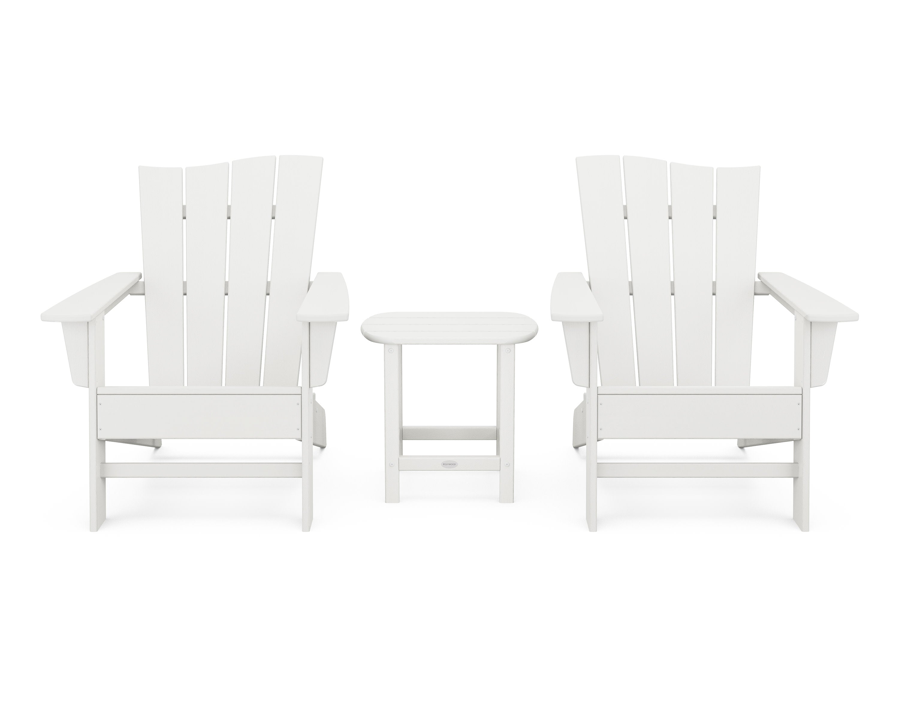 Wave 3-Piece Adirondack Chair Set in Vintage White