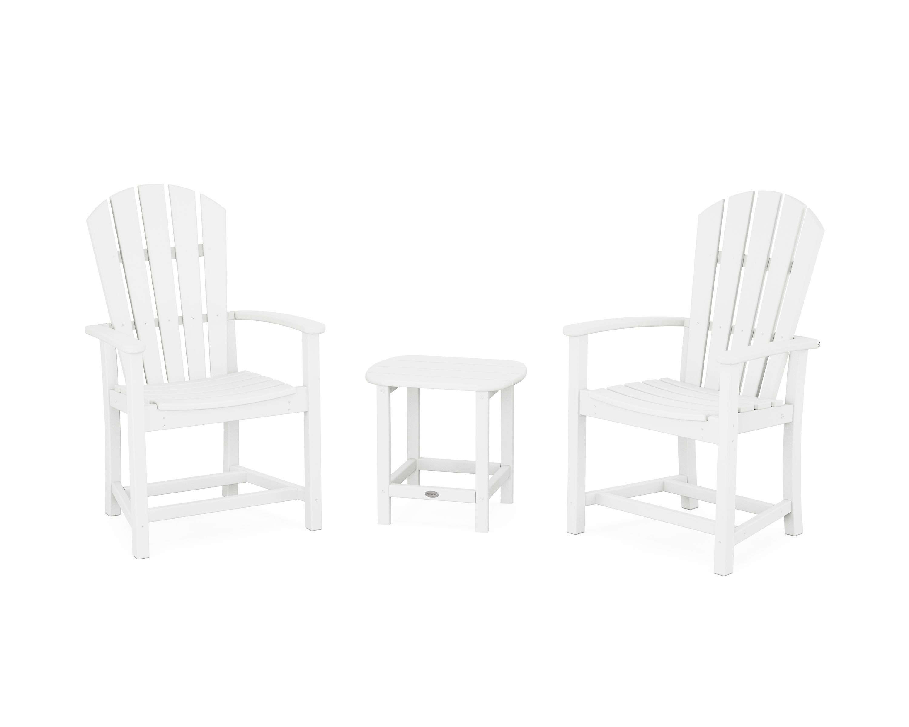 Palm Coast 3-Piece Upright Adirondack Chair Set in White