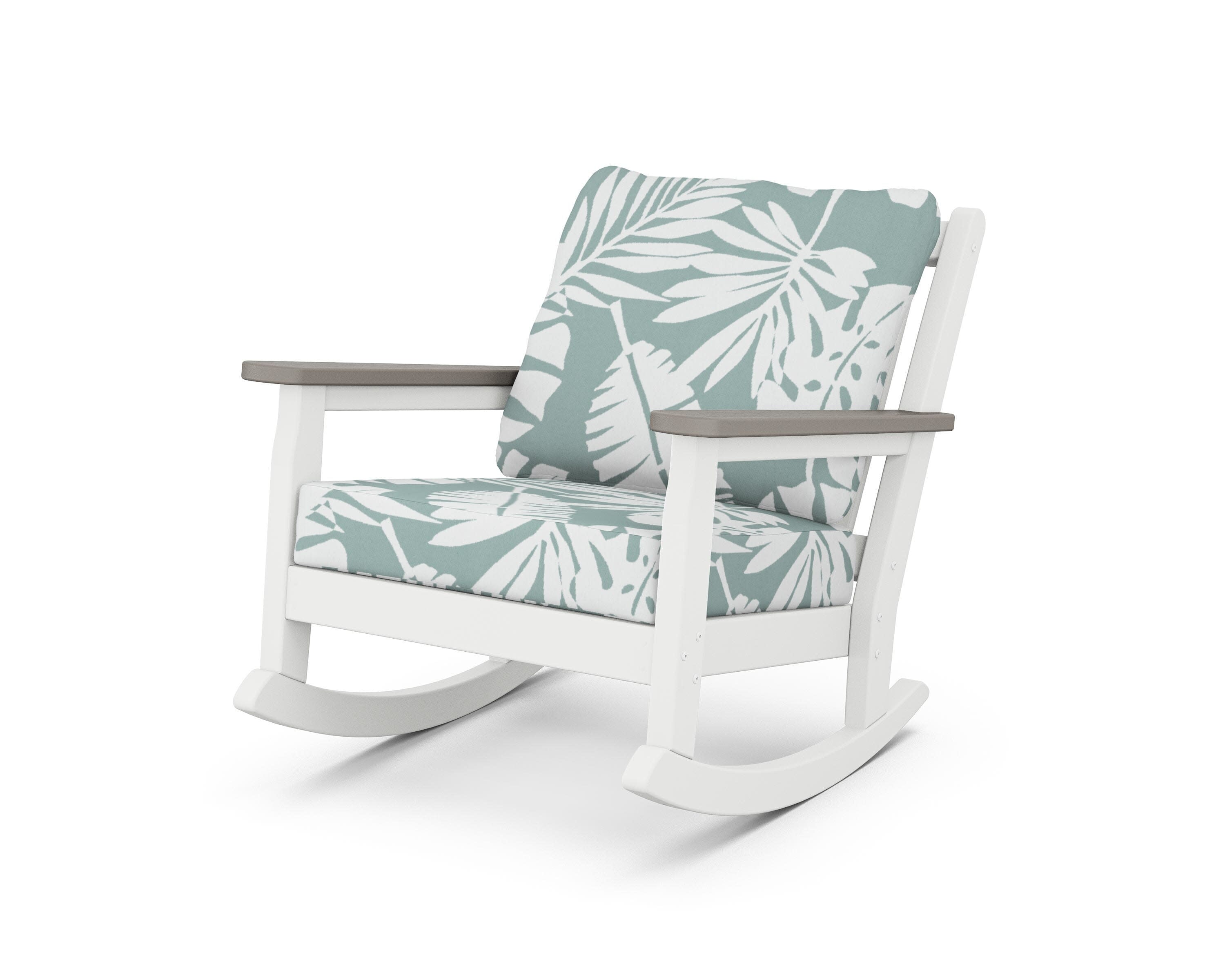 Chippendale Deep Seating Rocking Chair in White / Driftwood / Leaf Glacier Spa