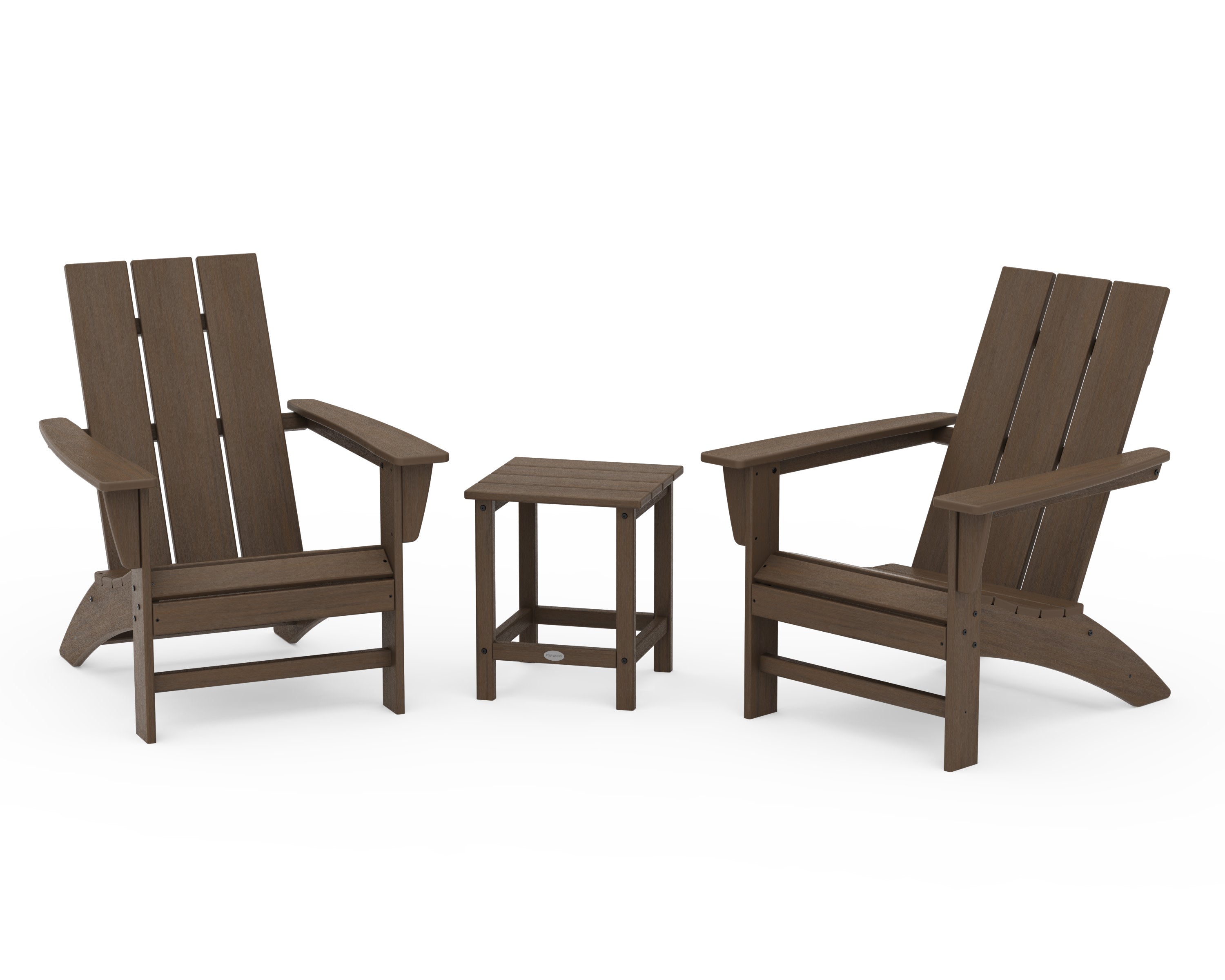 Modern 3-Piece Adirondack Set with Long Island 18" Side Table in Kona