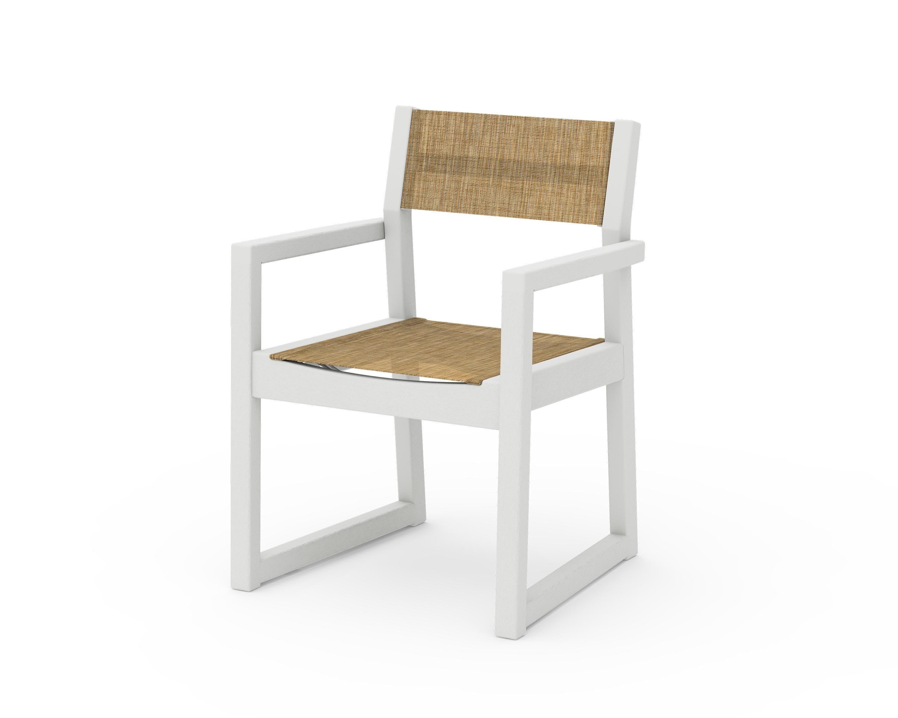 EDGE Sling Dining Arm Chair in Vintage White / Burlap Sling