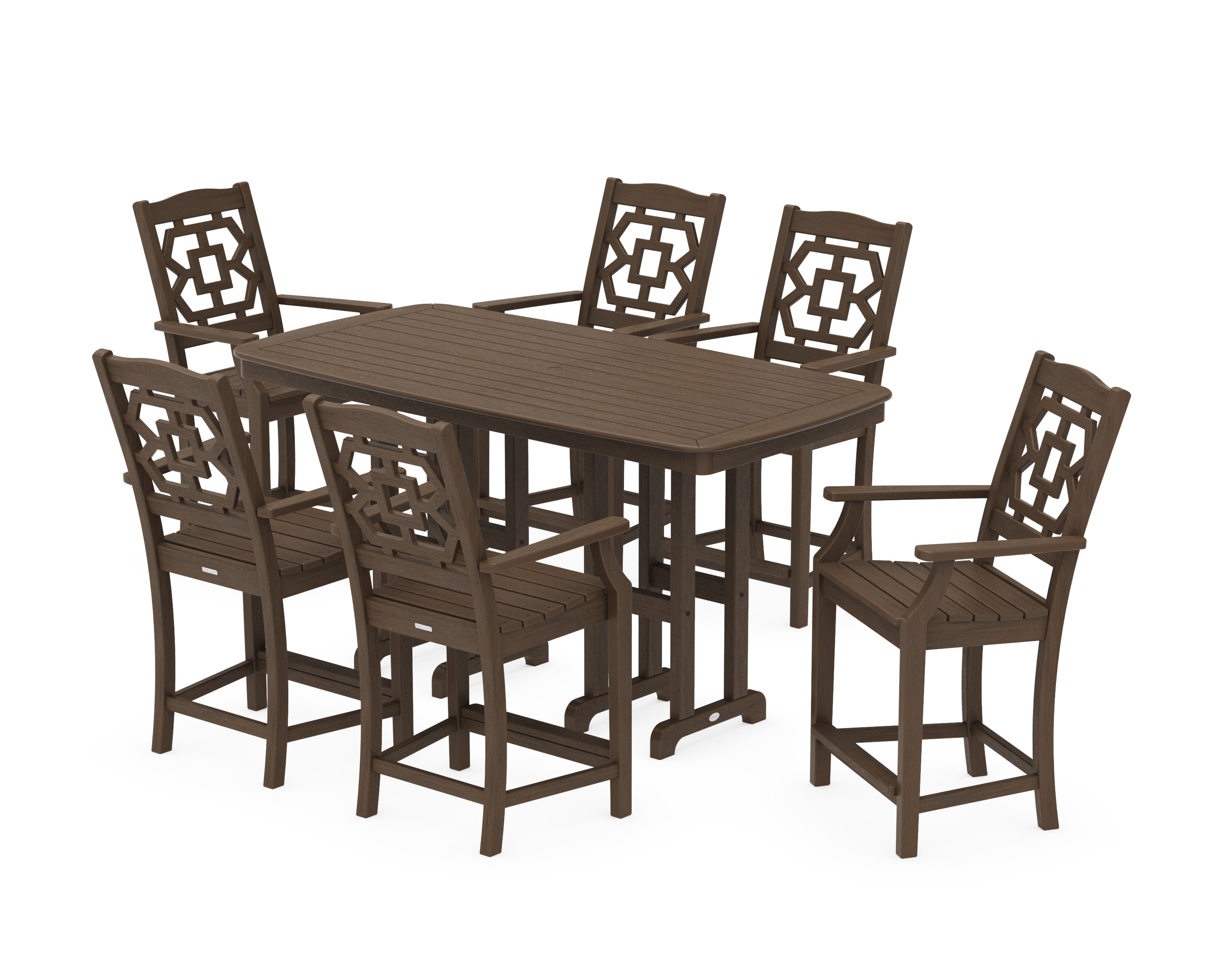 Chinoiserie Arm Chair 7-Piece Counter Set in Kona