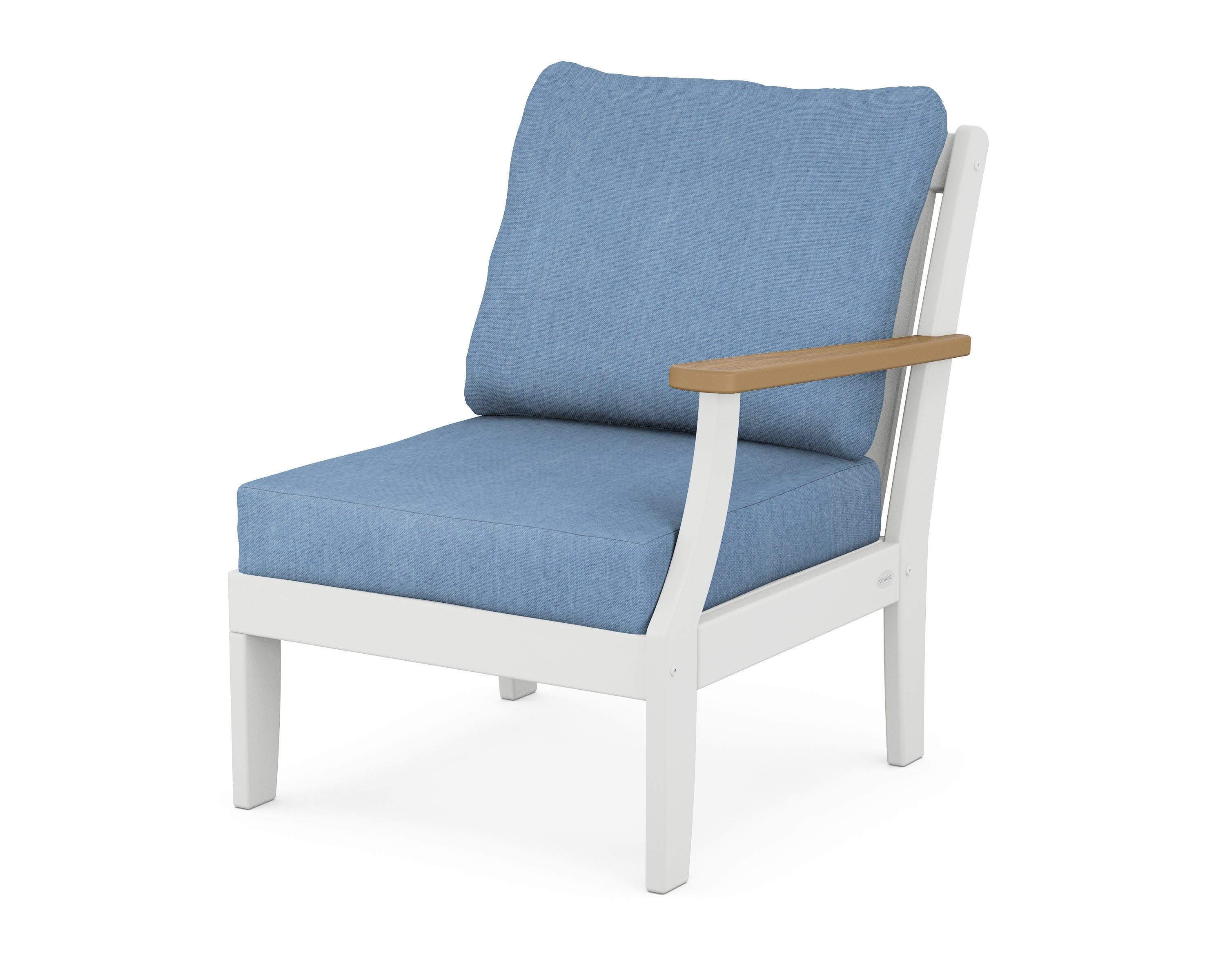 Braxton Modular Right Arm Chair in White / Natural / Sky Blue