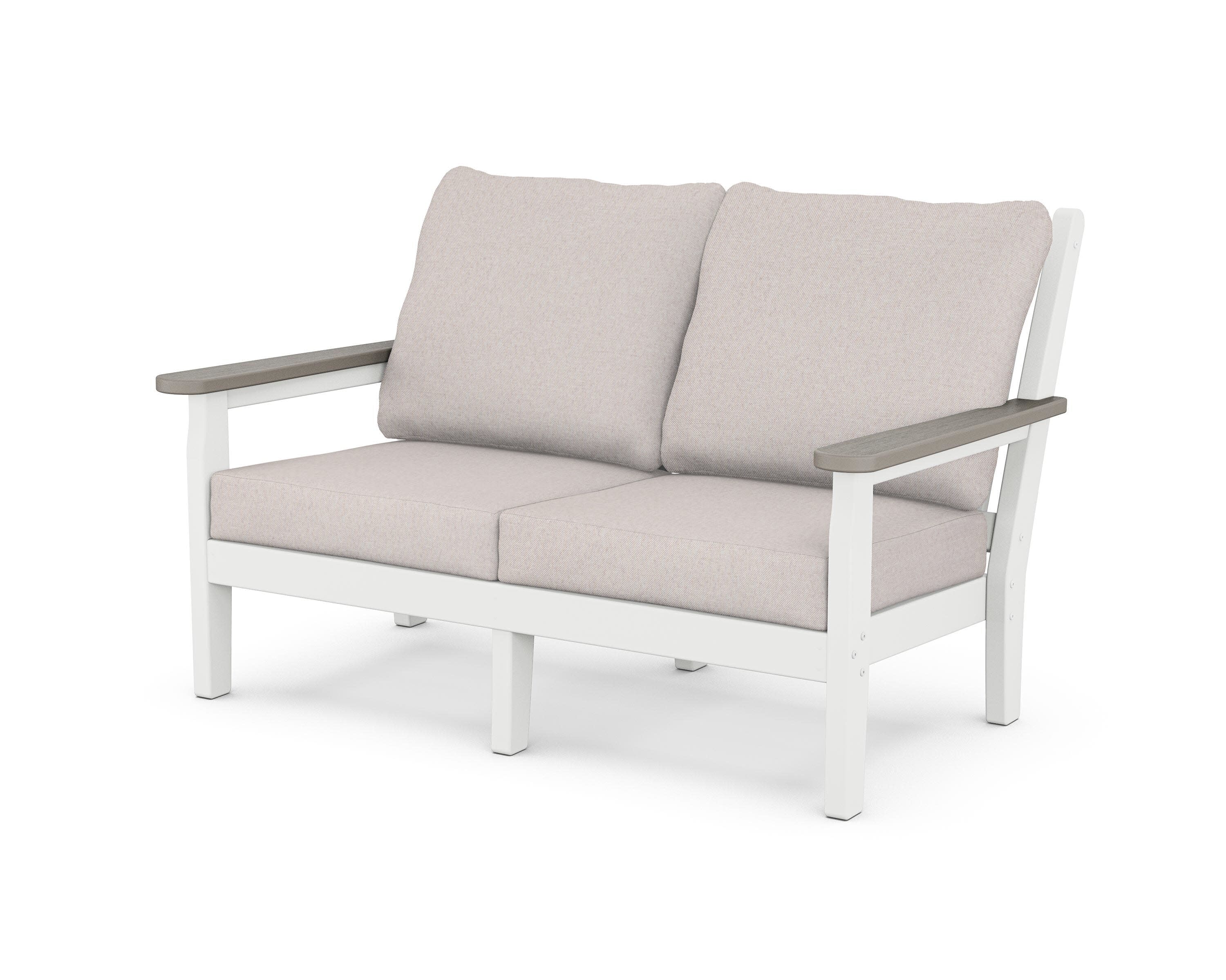 Chippendale Deep Seating Loveseat in White / Driftwood / Dune Burlap