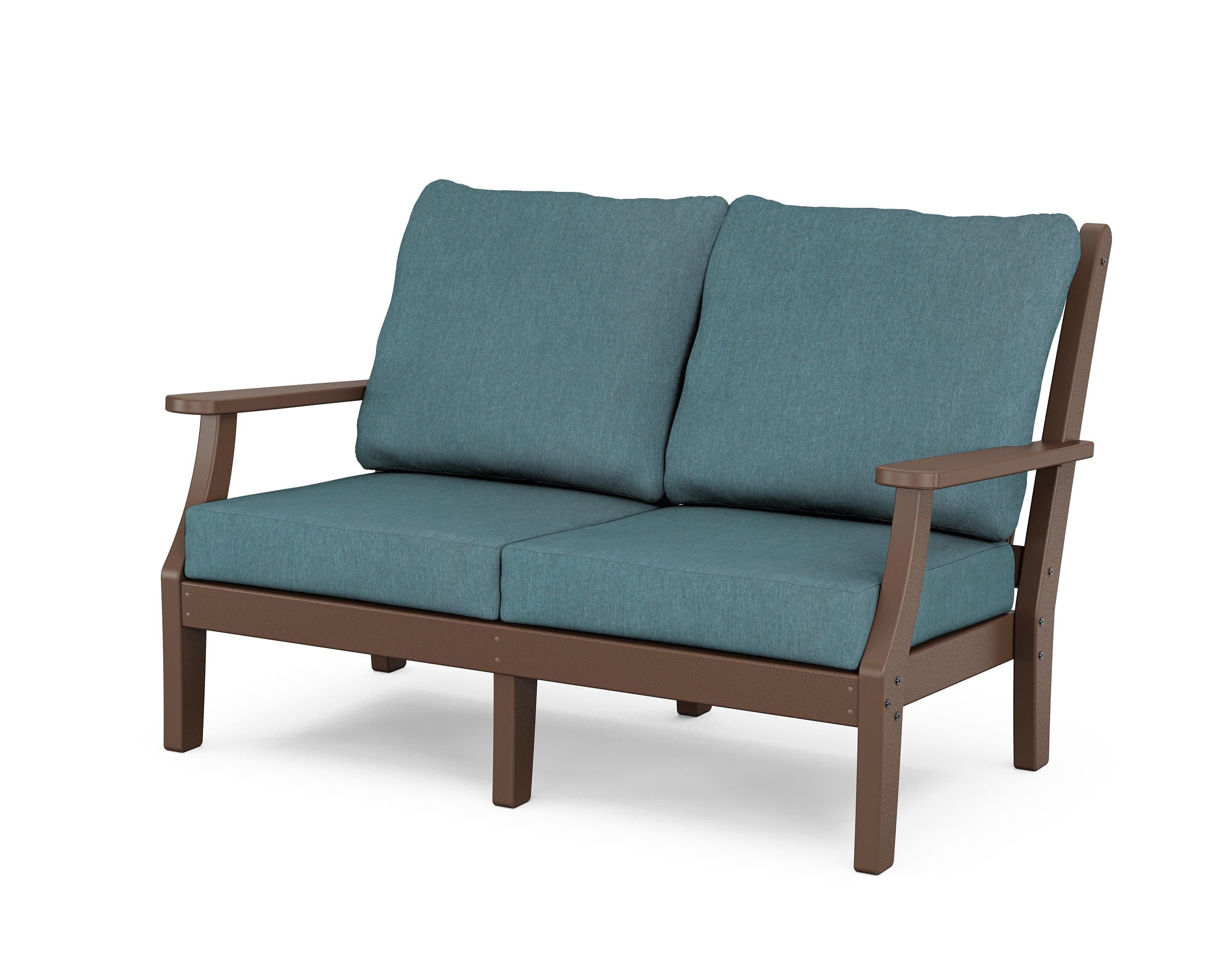 Wovendale Deep Seating Loveseat in Mahogany / Ocean Teal