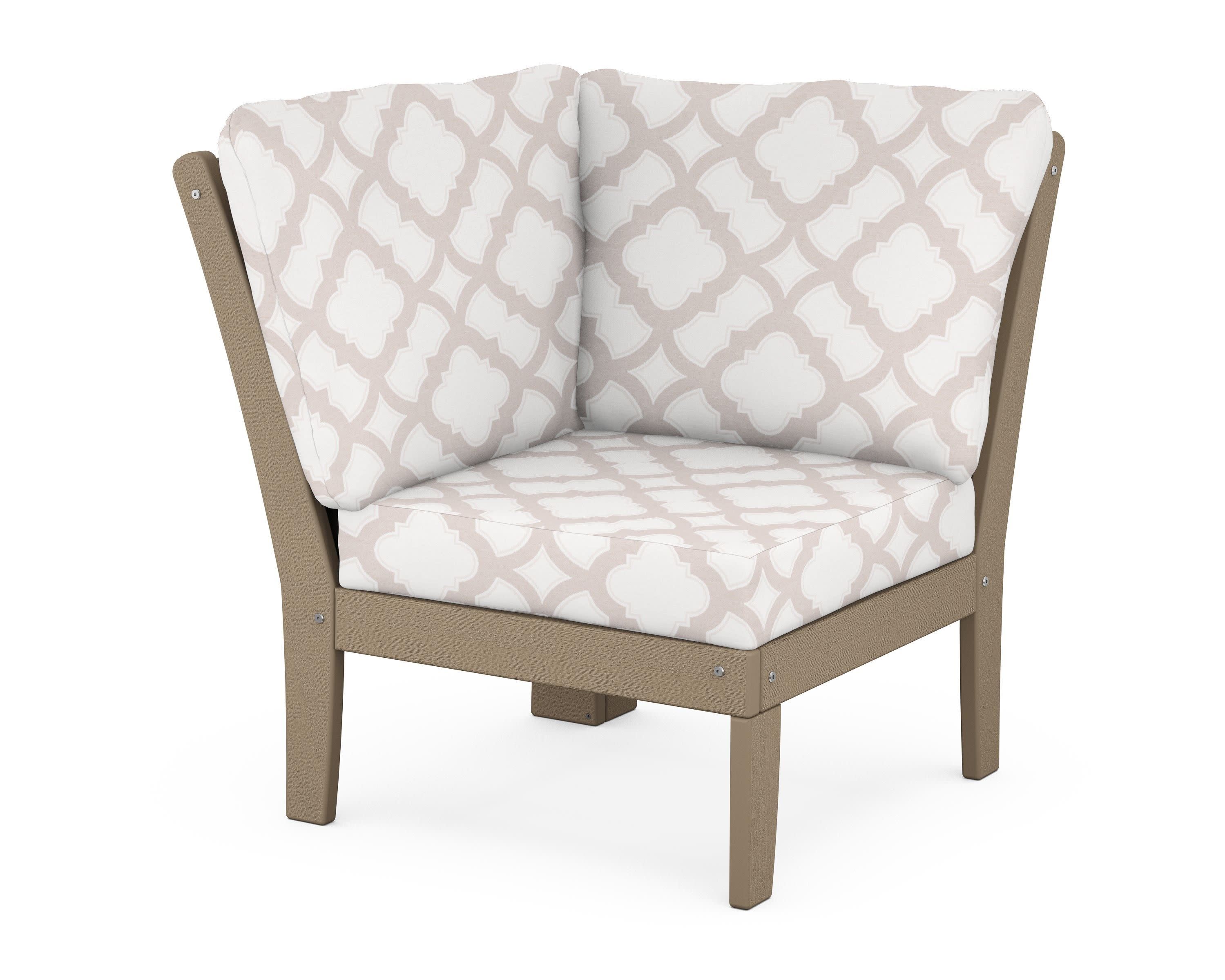 Braxton Modular Corner Chair in Vintage Sahara / Trellis Dune Burlap