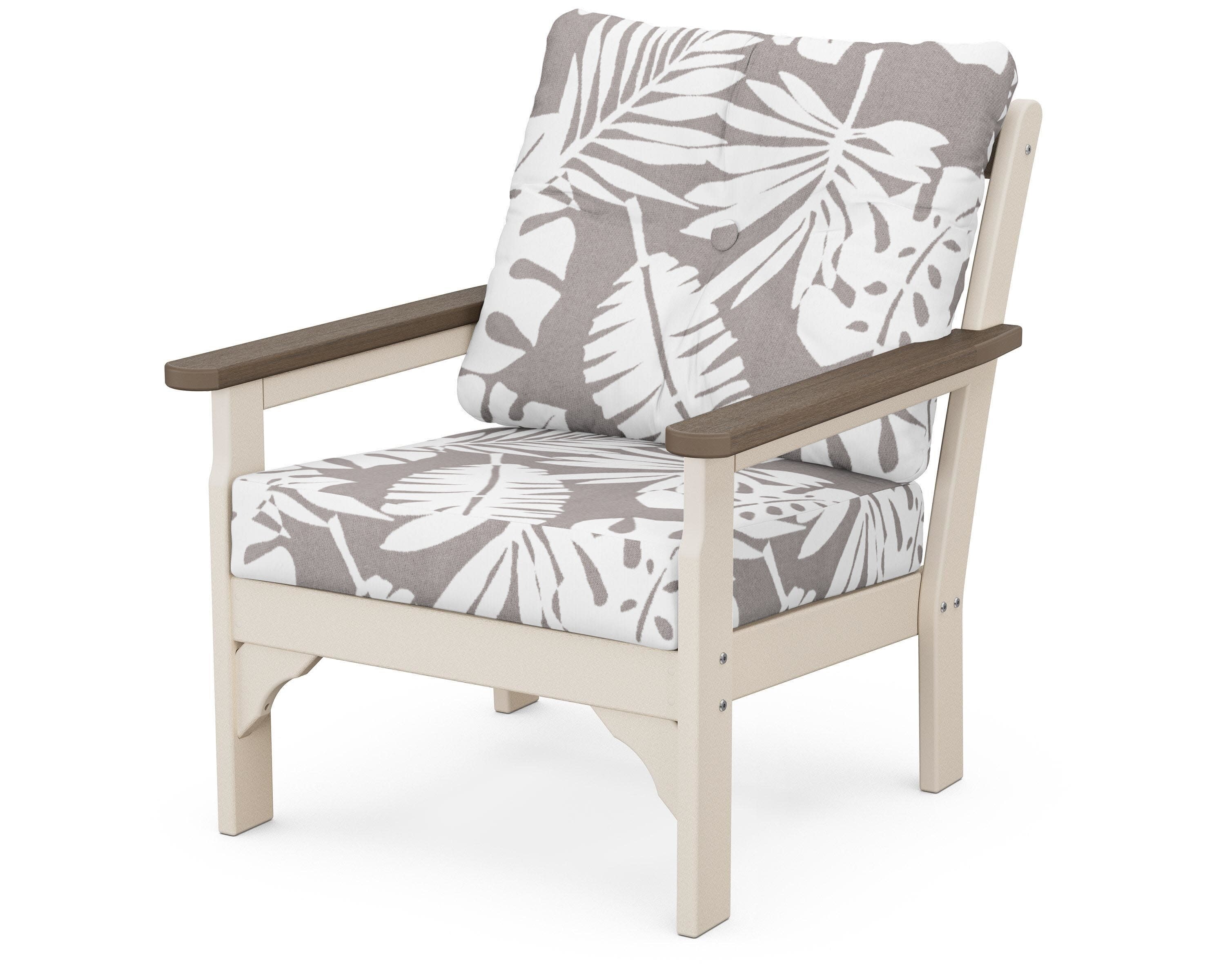Vineyard Deep Seating Chair in Sand / Kona / Leaf Grey Mist