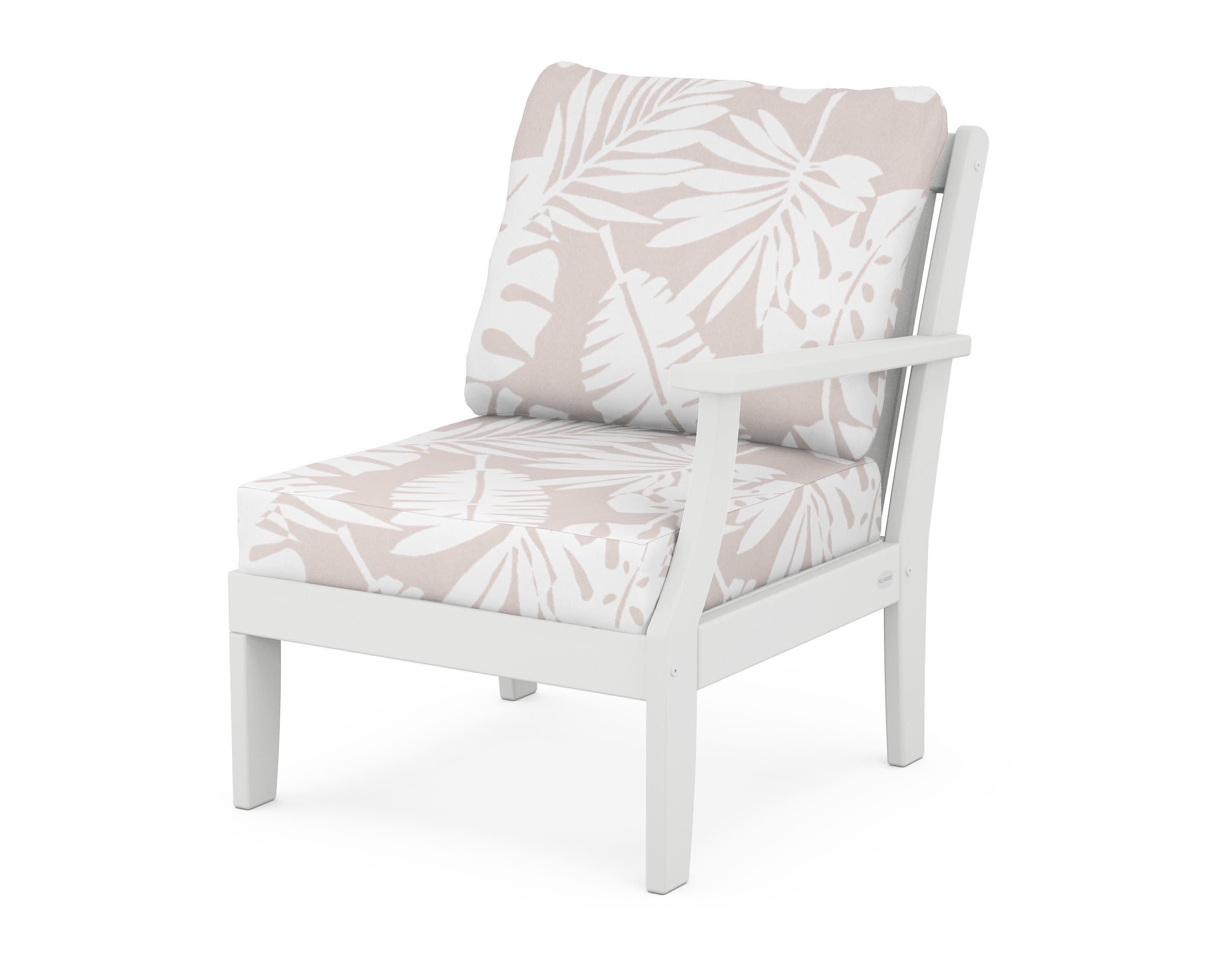 Braxton Modular Right Arm Chair in White / Leaf Dune Burlap