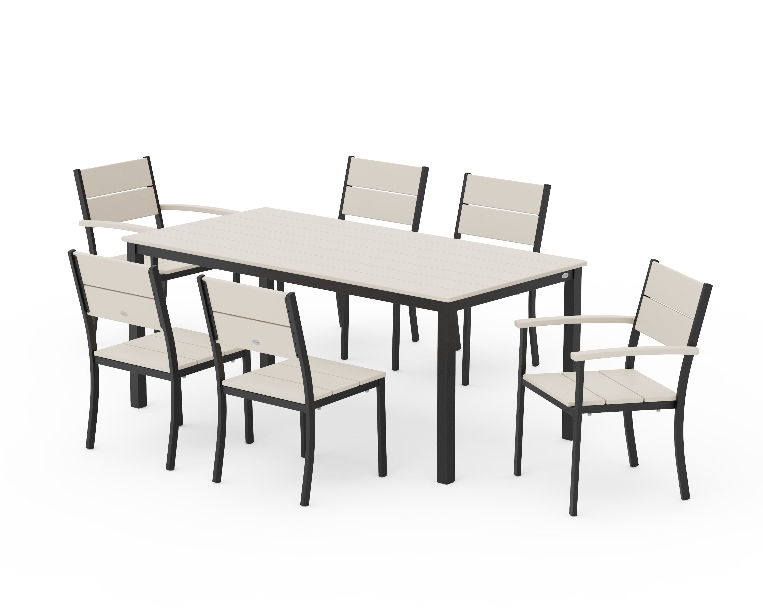 Main Street 7-Piece Dining Set in Black / Sand