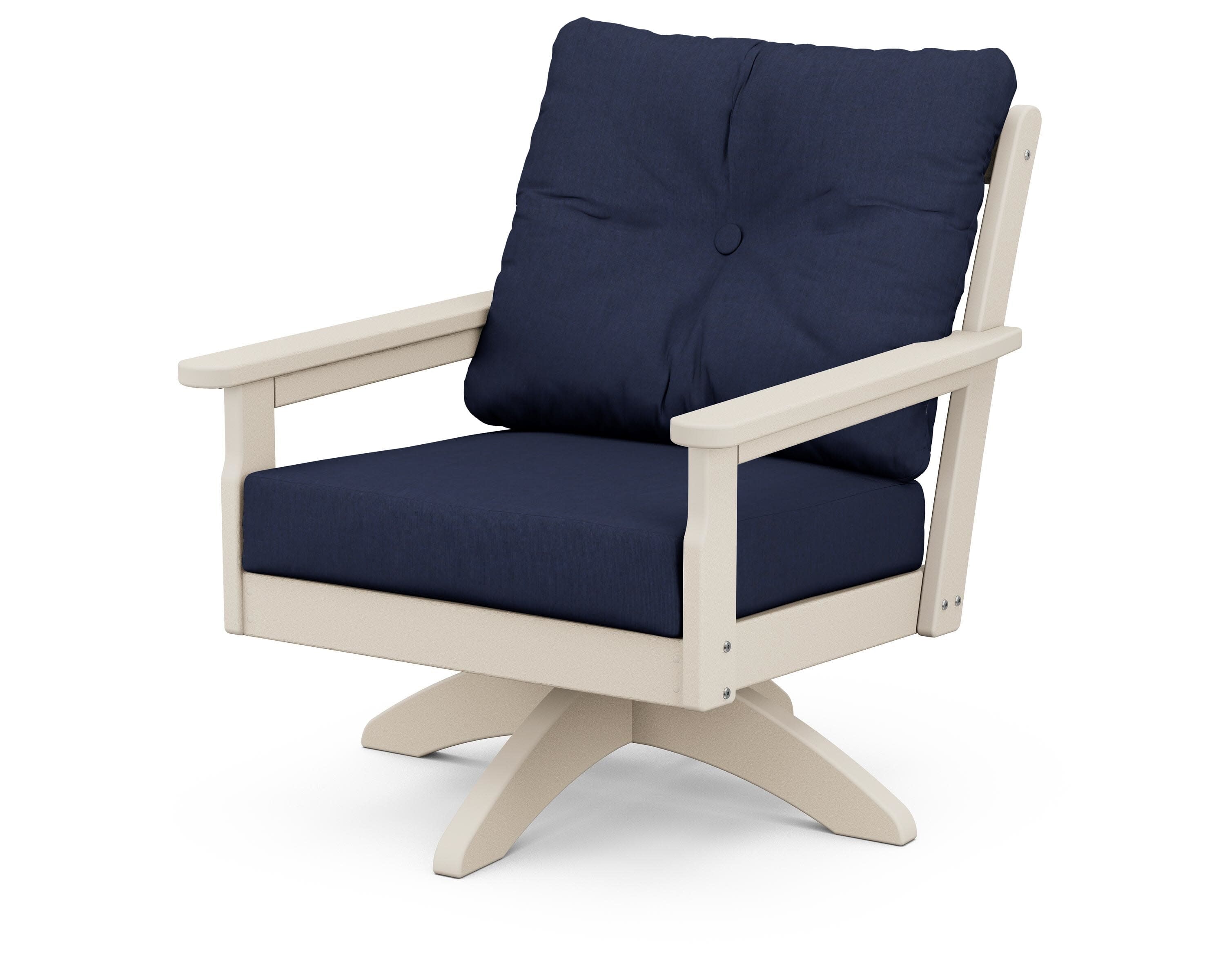 Vineyard Deep Seating Swivel Chair in Sand / Spectrum Indigo