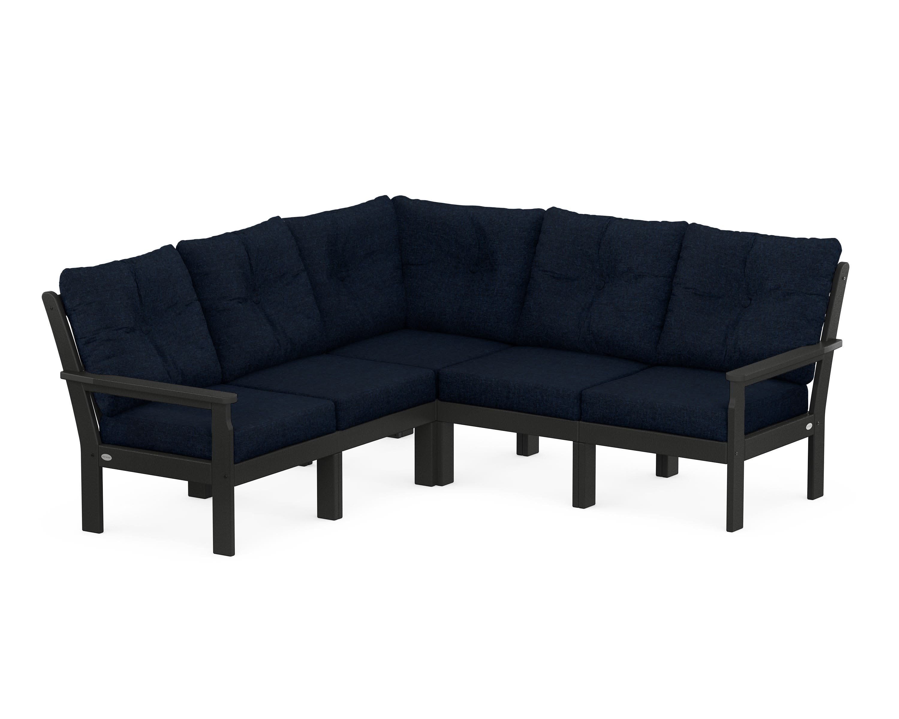 Vineyard 5-Piece Sectional in Black / Marine Indigo