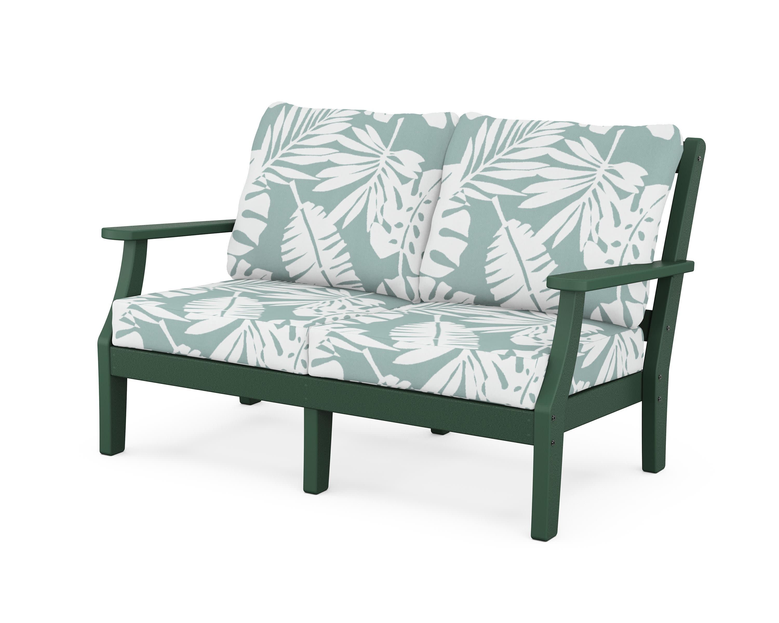 Chinoiserie Deep Seating Loveseat in Green / Leaf Glacier Spa