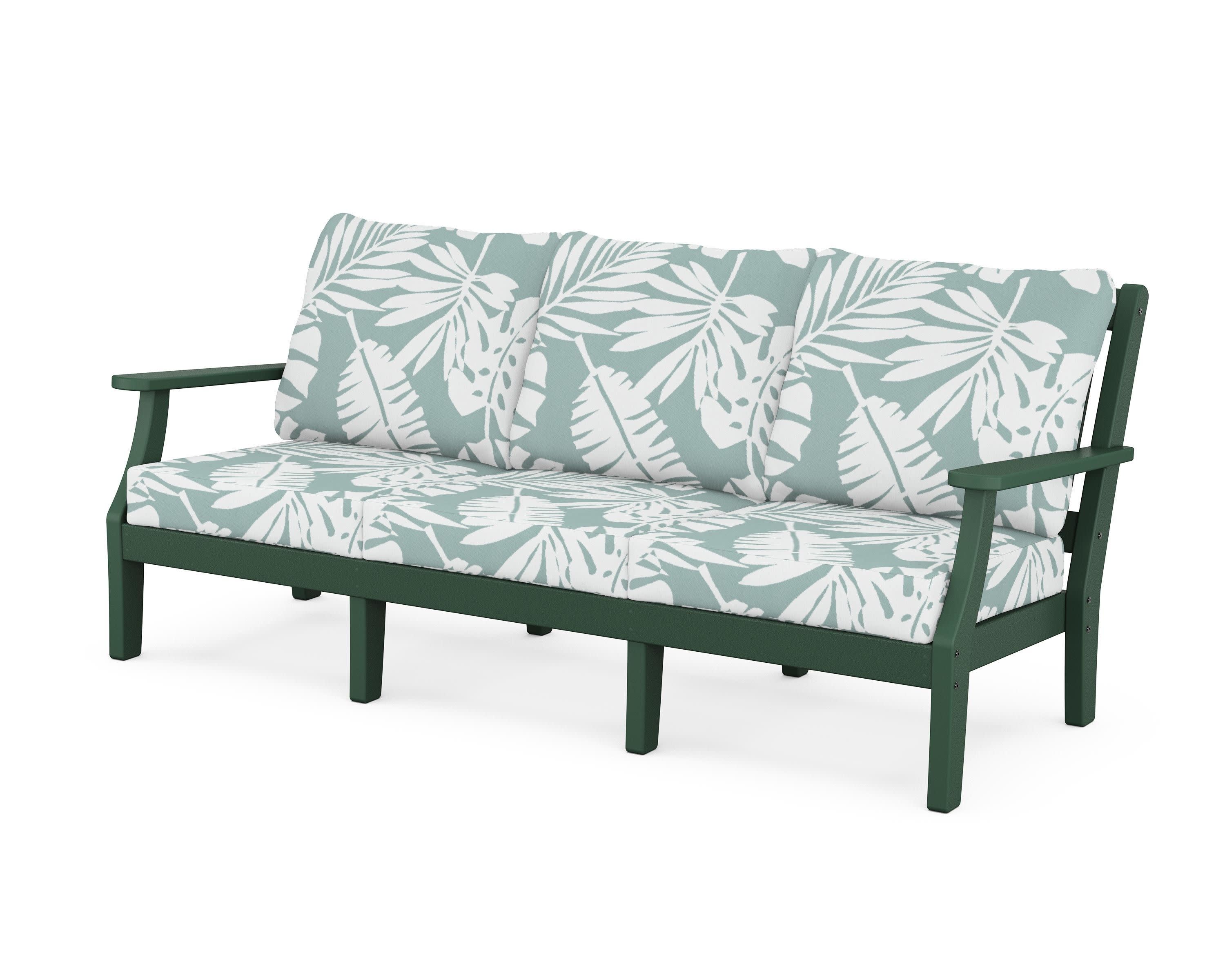 Chinoiserie Deep Seating Sofa in Green / Leaf Glacier Spa
