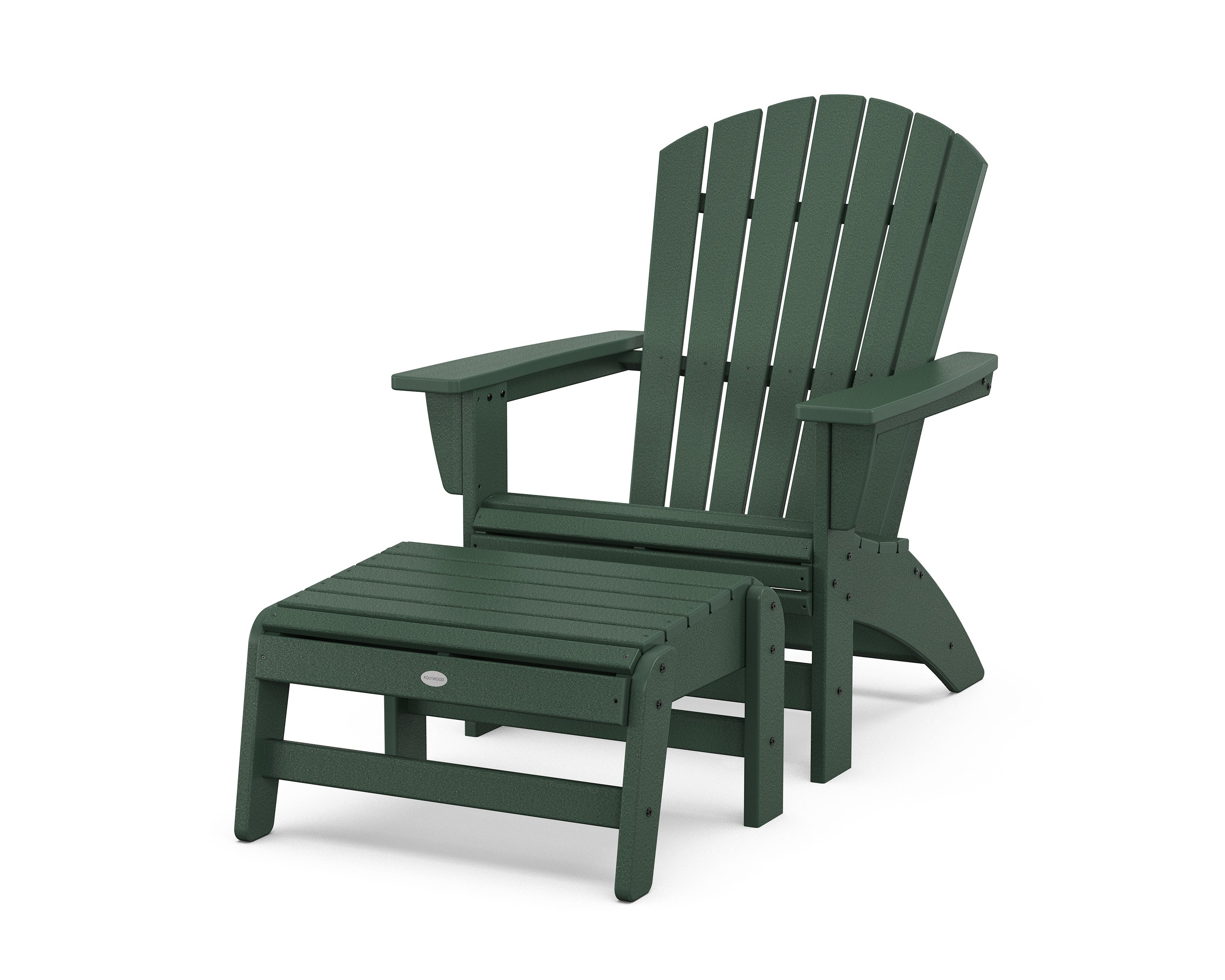 Nautical Grand Adirondack Chair with Ottoman in Green