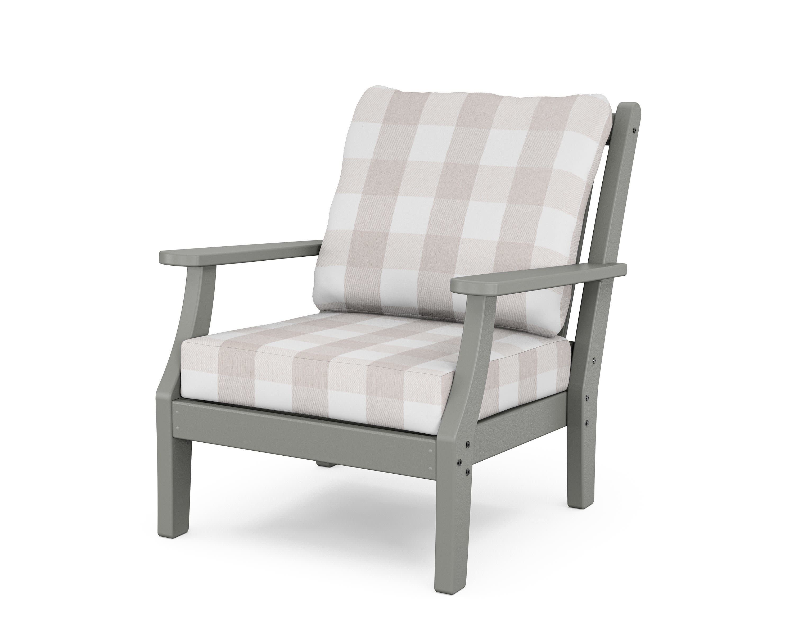 Wovendale Deep Seating Chair in Slate Grey / Buffalo Plaid Dune Burlap