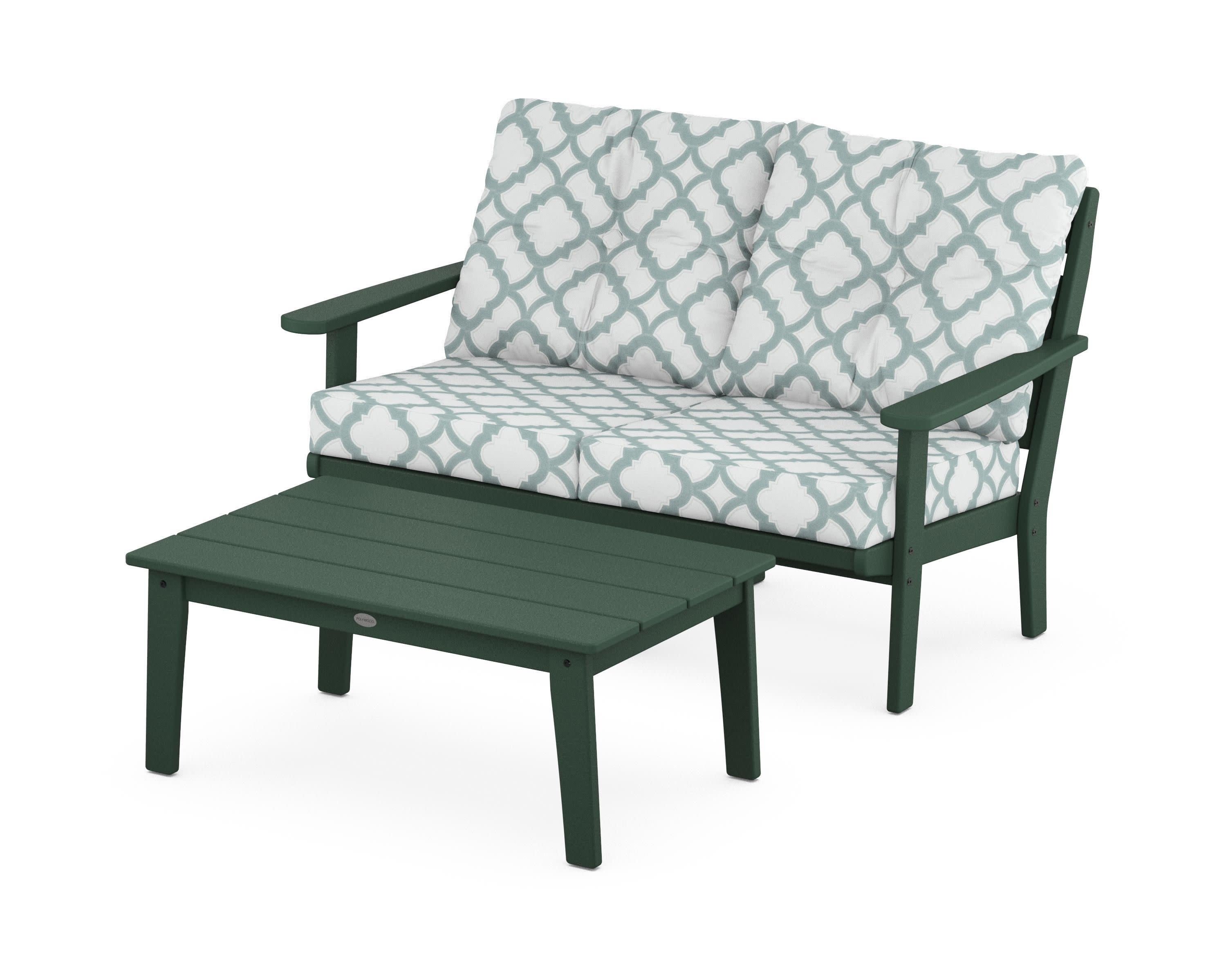 Lakeside 2-Piece Lounge Loveseat Set in Green / Trellis Glacier Spa