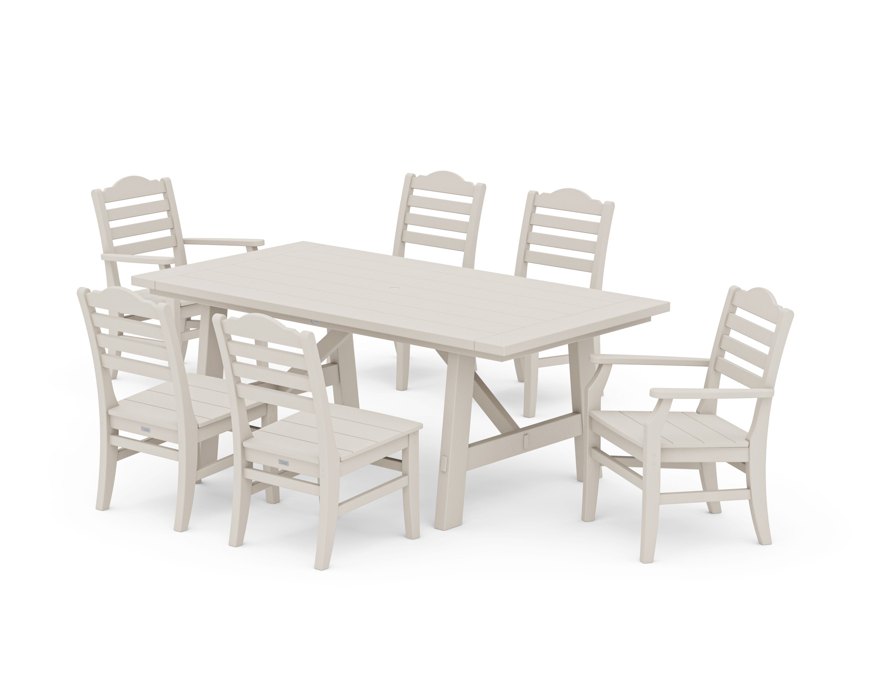 Savannah 7-Piece Rustic Farmhouse Dining Set in Sand