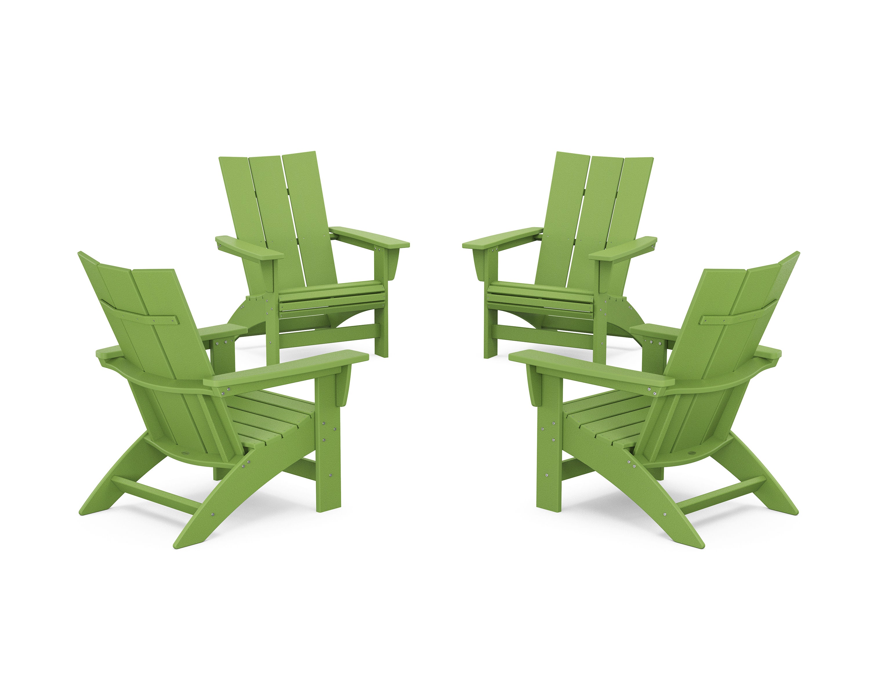 4-Piece Modern Grand Adirondack Chair Conversation Set in Lime