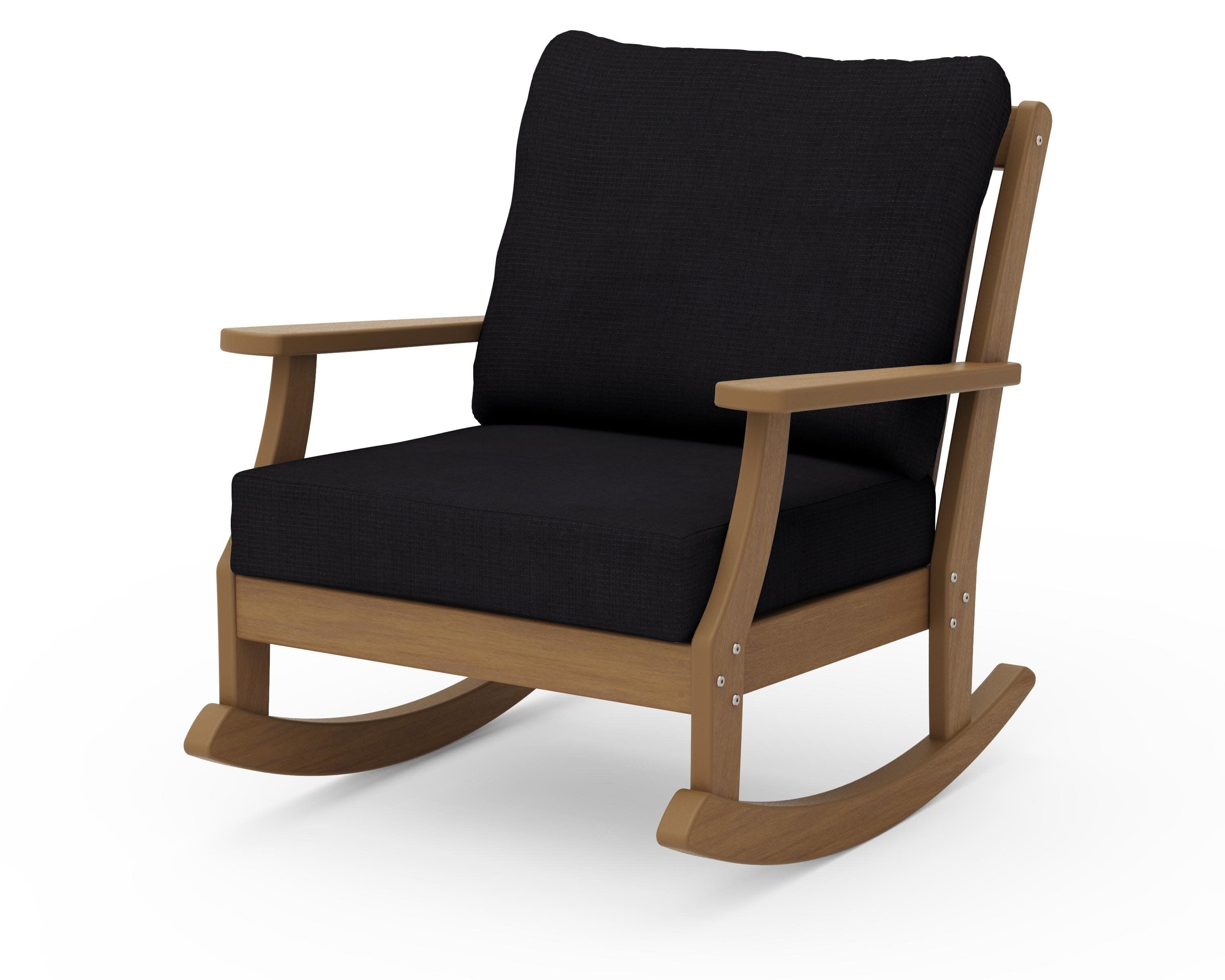 Braxton Deep Seating Rocking Chair in Natural / Midnight Linen