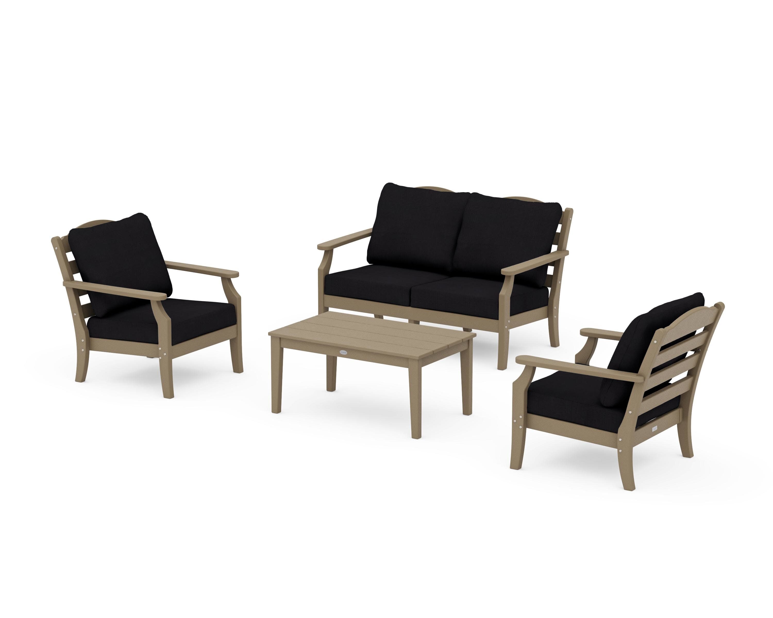 Savannah 4-Piece Deep Seating Set with Loveseat in Vintage Sahara / Midnight Linen