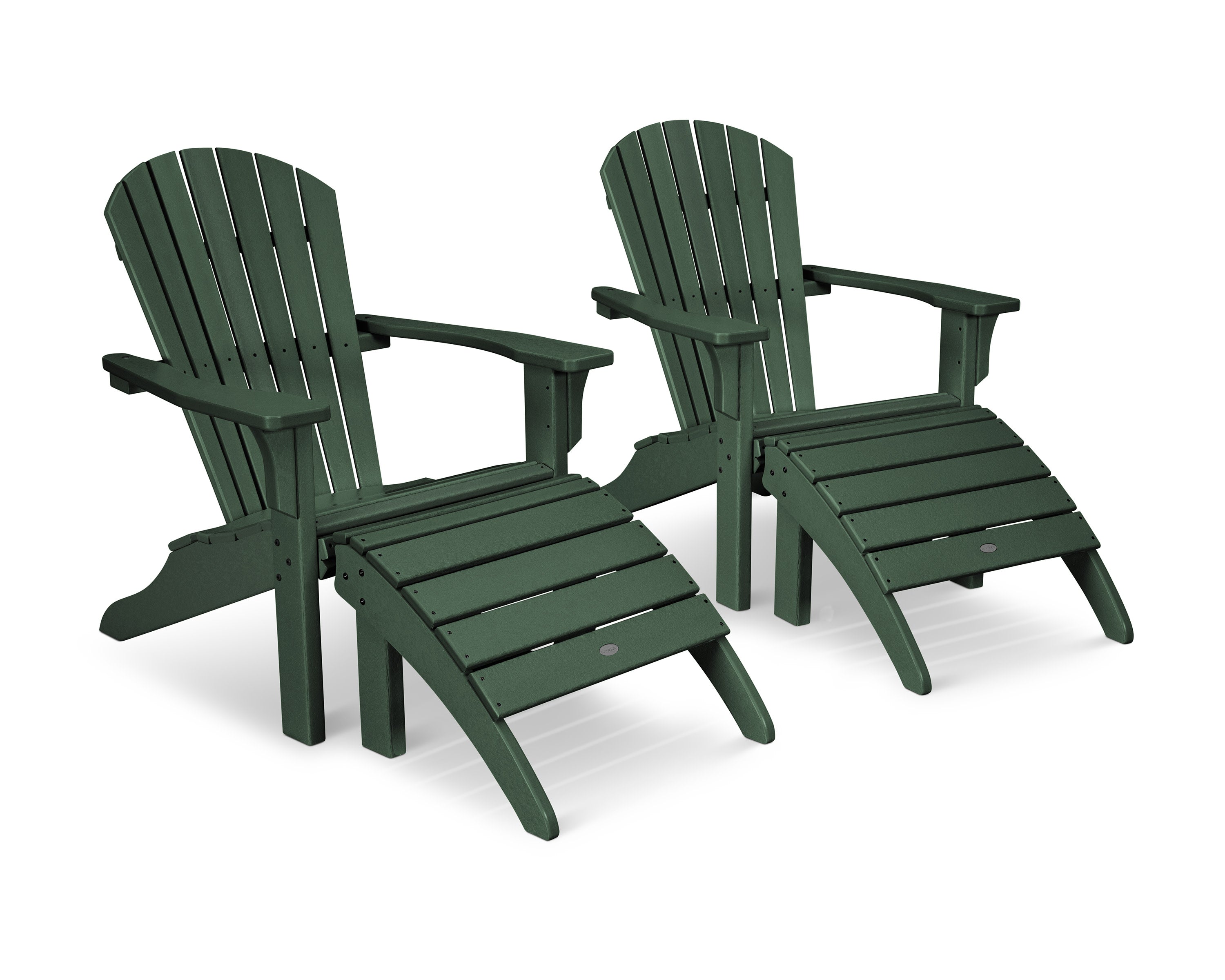 Seashell Adirondack Set with Ottomans in Green