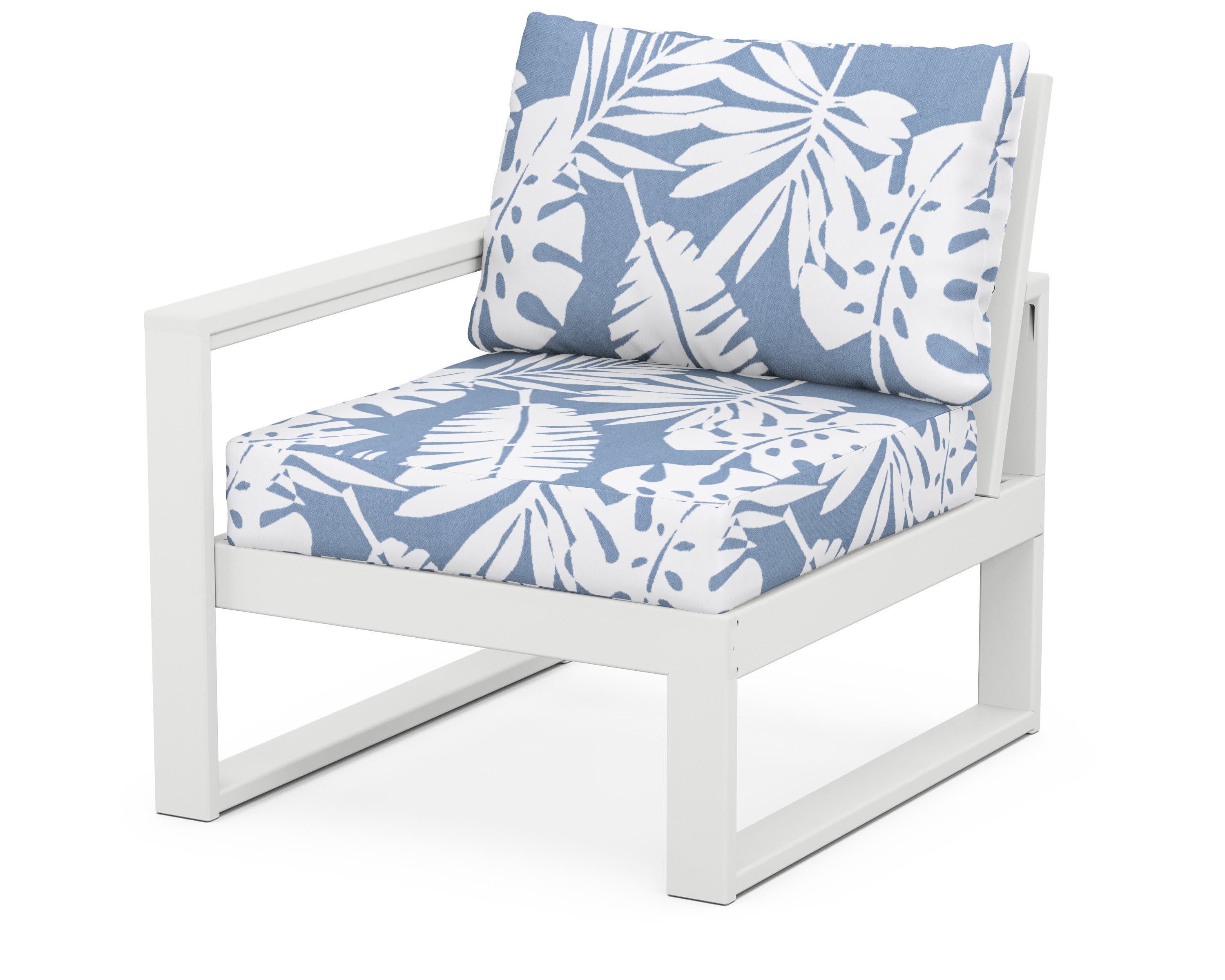 EDGE Modular Left Arm Chair in White / Leaf Sky Blue