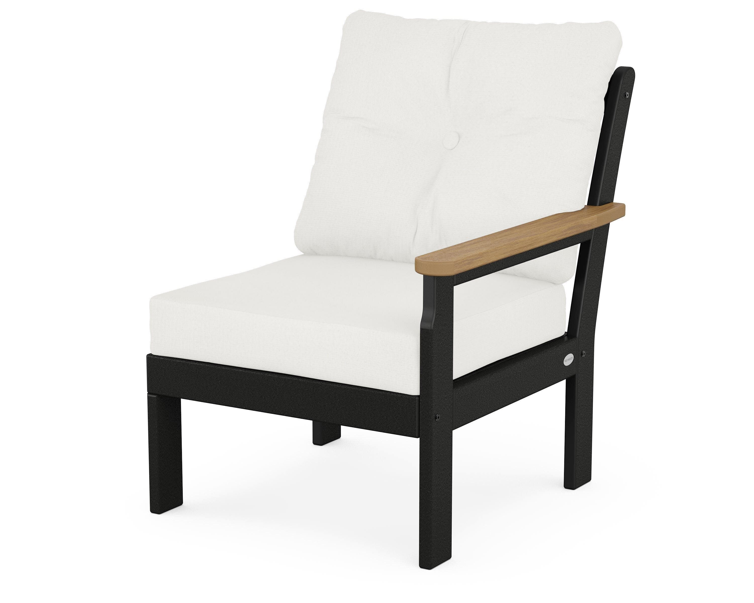 Vineyard Modular Right Arm Chair in Black / Natural / Natural Linen