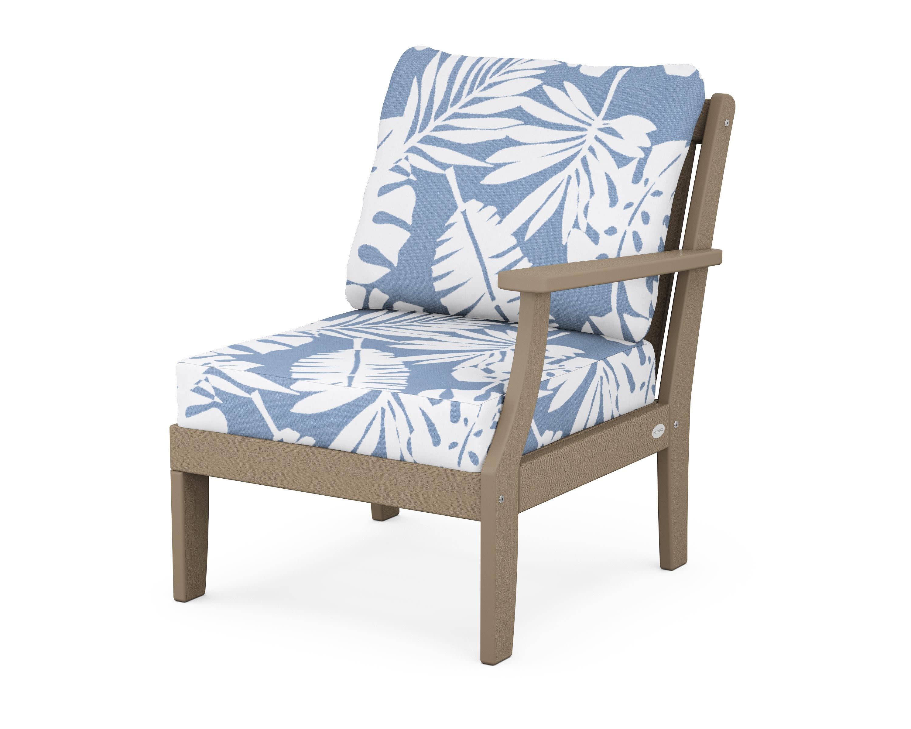 Braxton Modular Right Arm Chair in Vintage Sahara / Leaf Sky Blue