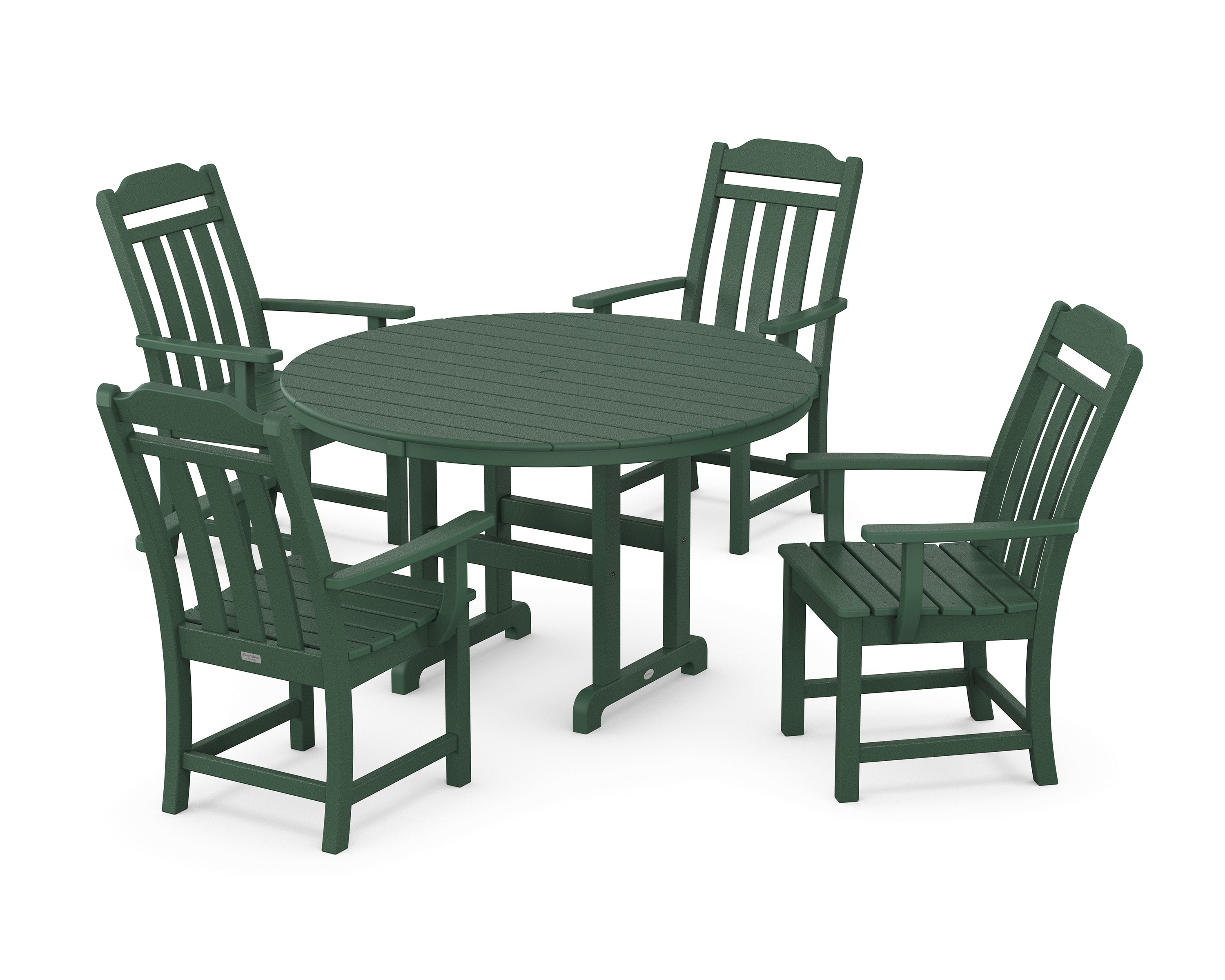 Cottage 5-Piece Round Farmhouse Dining Set in Green