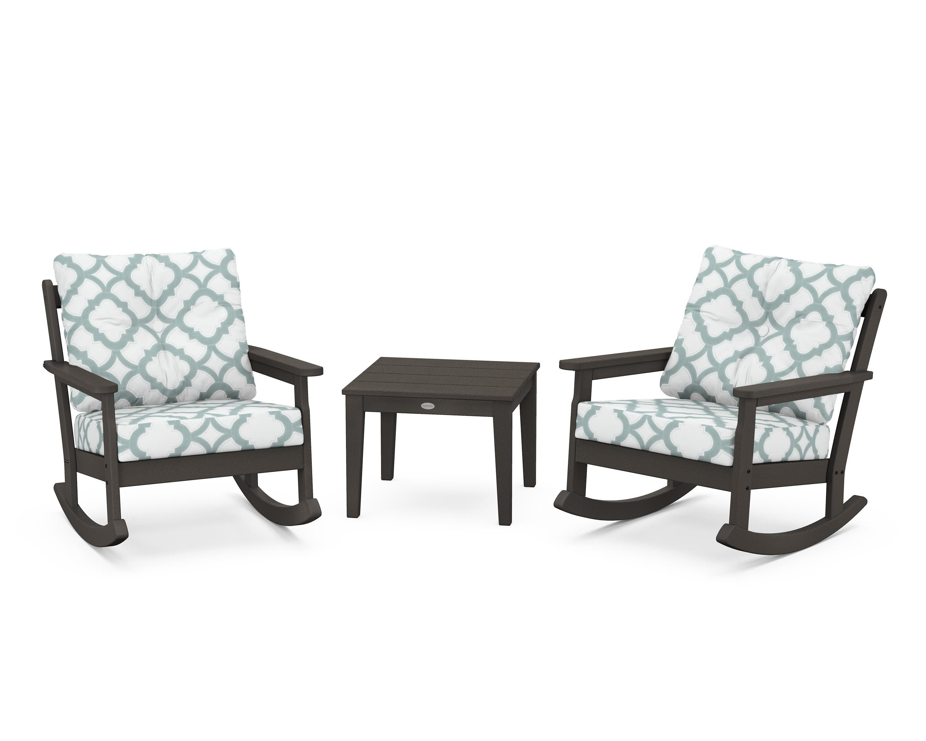 Vineyard 3-Piece Deep Seating Rocker Set in Vintage Coffee / Trellis Glacier Spa