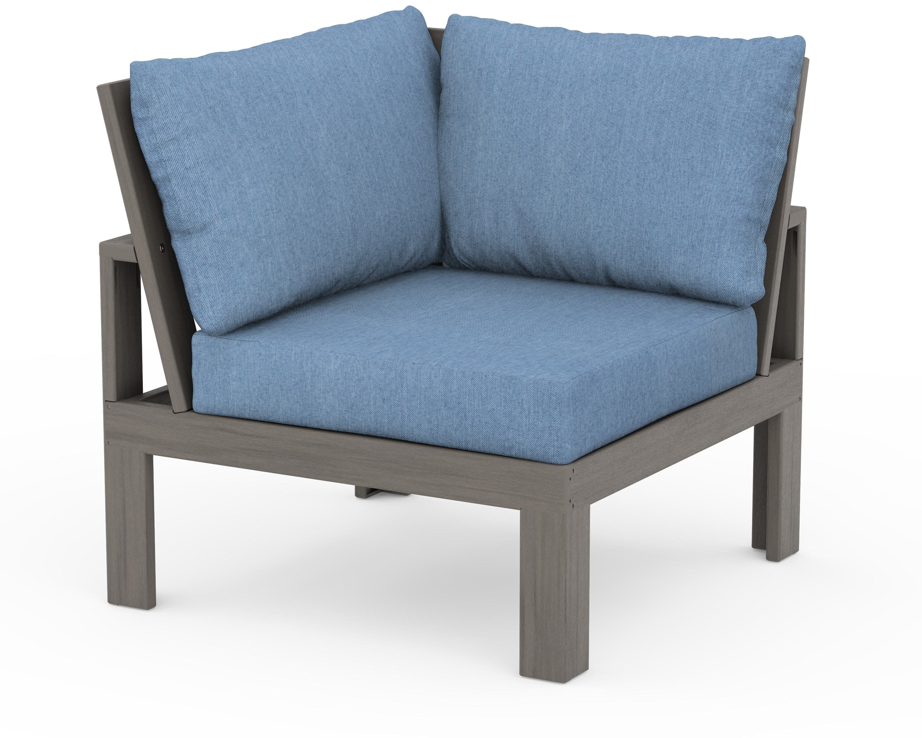 Modular Corner Chair in Driftwood / Sky Blue