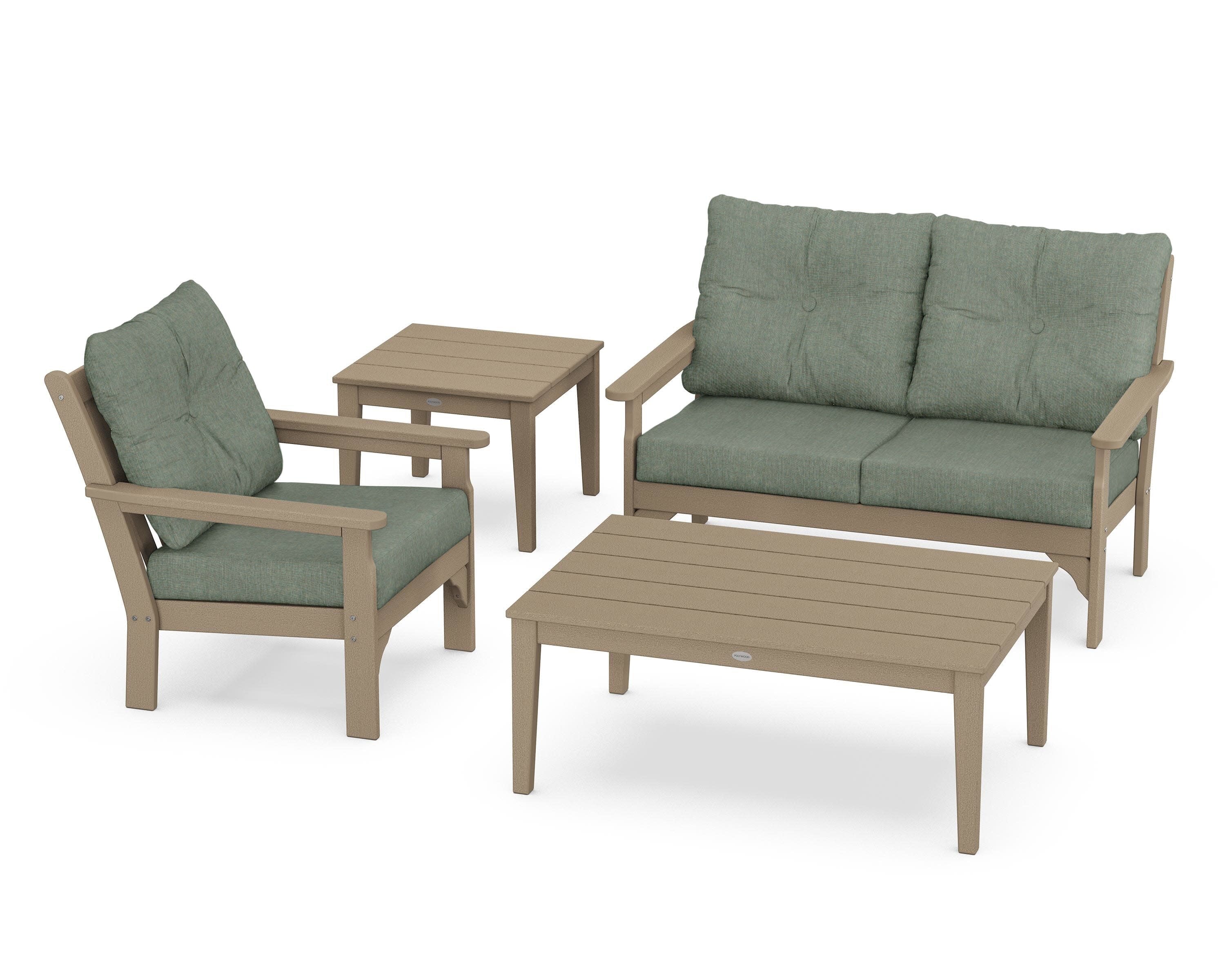 Vineyard 4-Piece Deep Seating Set in Vintage Sahara / Cast Sage