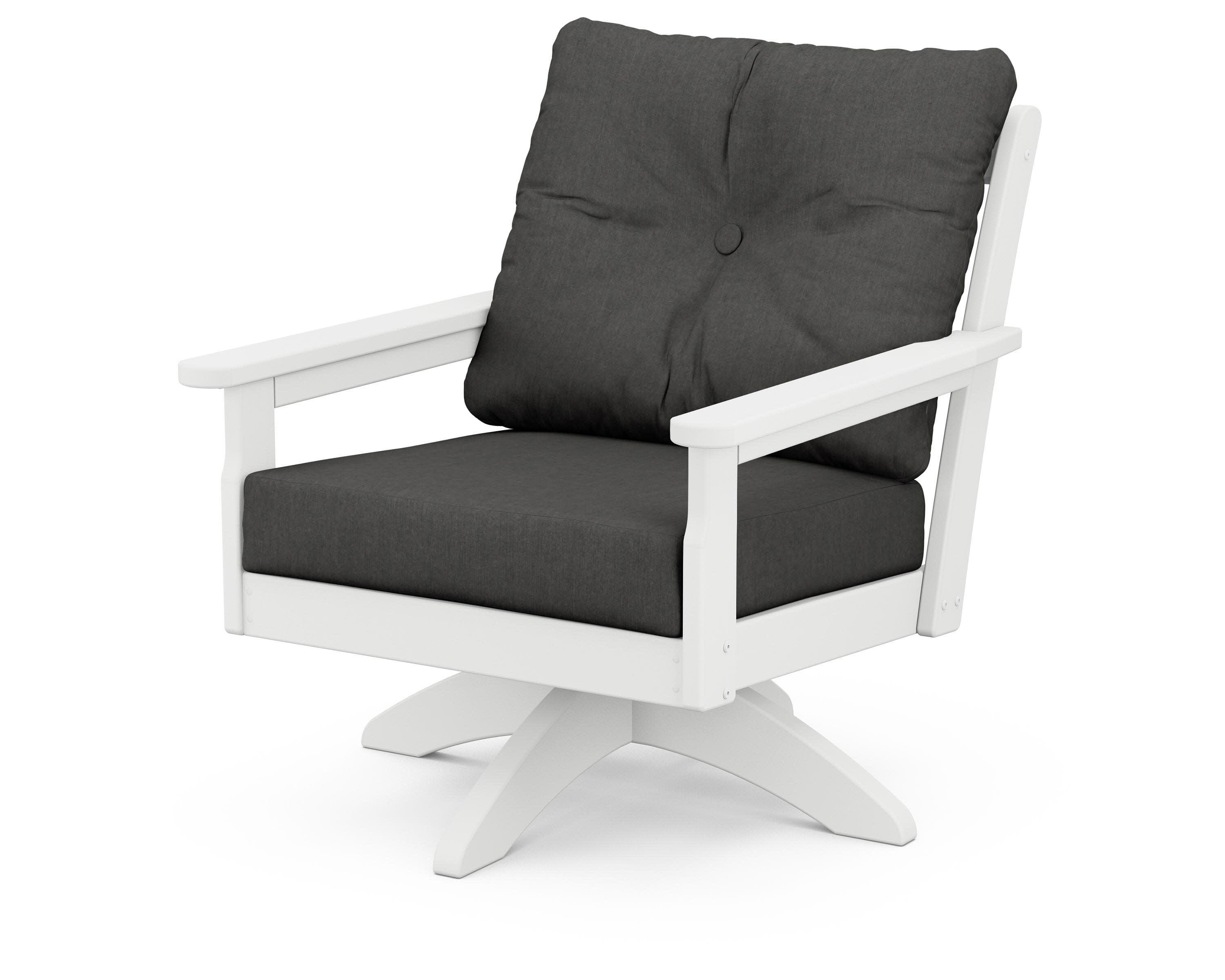 Vineyard Deep Seating Swivel Chair in White / Spectrum Carbon