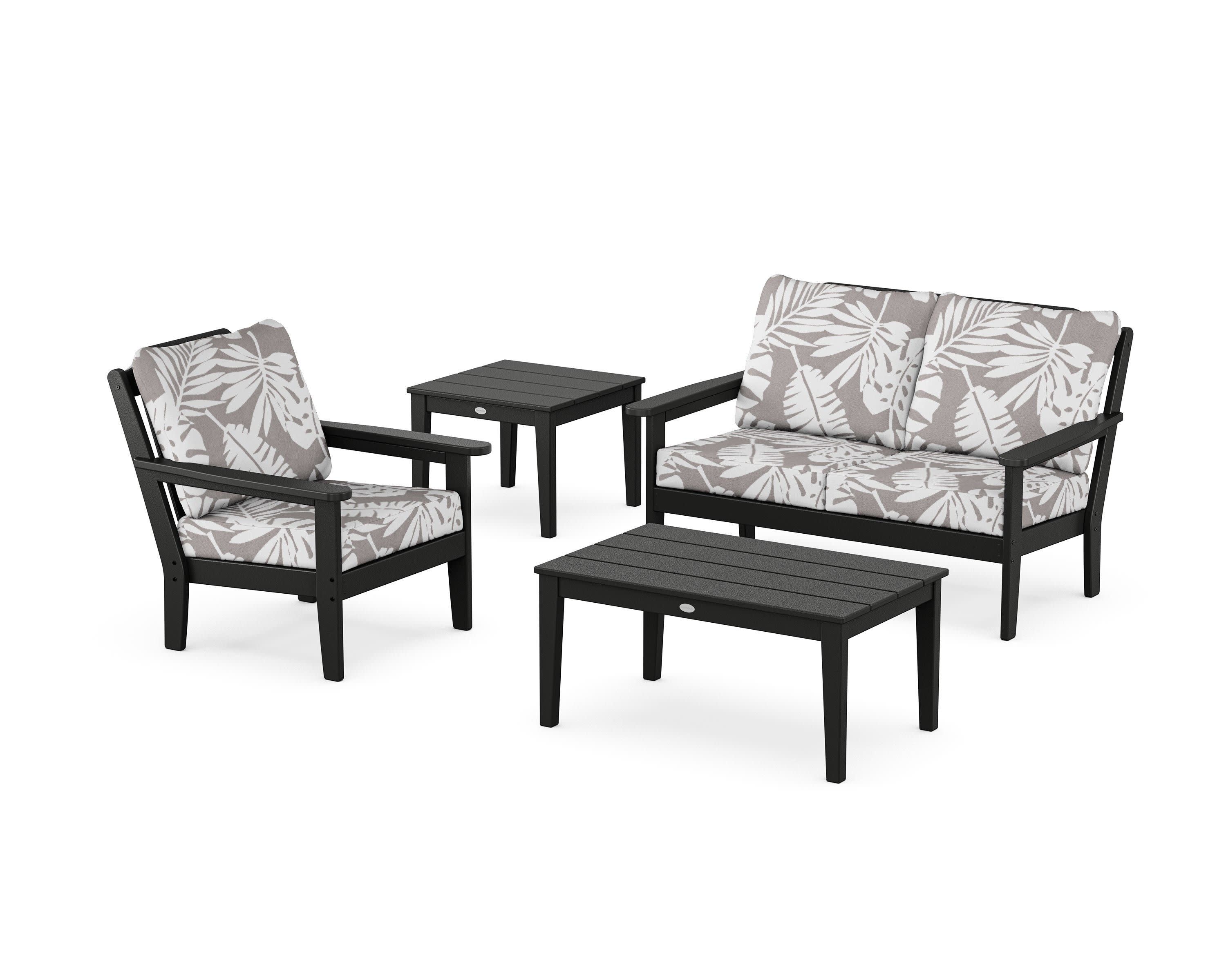 Wovendale 4-Piece Deep Seating Set in Black / Leaf Grey Mist
