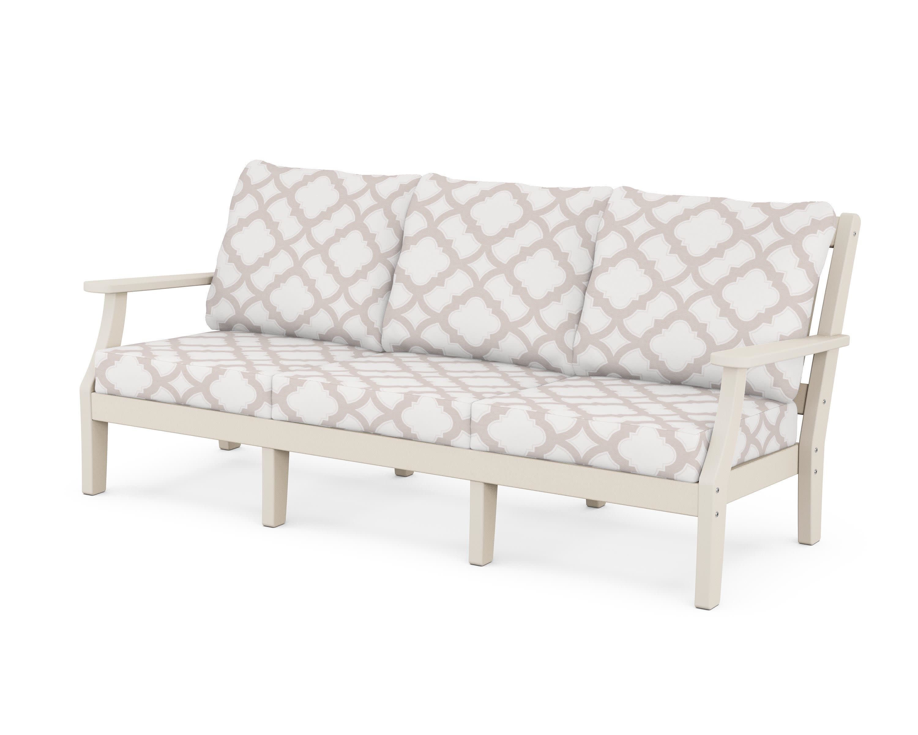 Chinoiserie Deep Seating Sofa in Sand / Trellis Dune Burlap